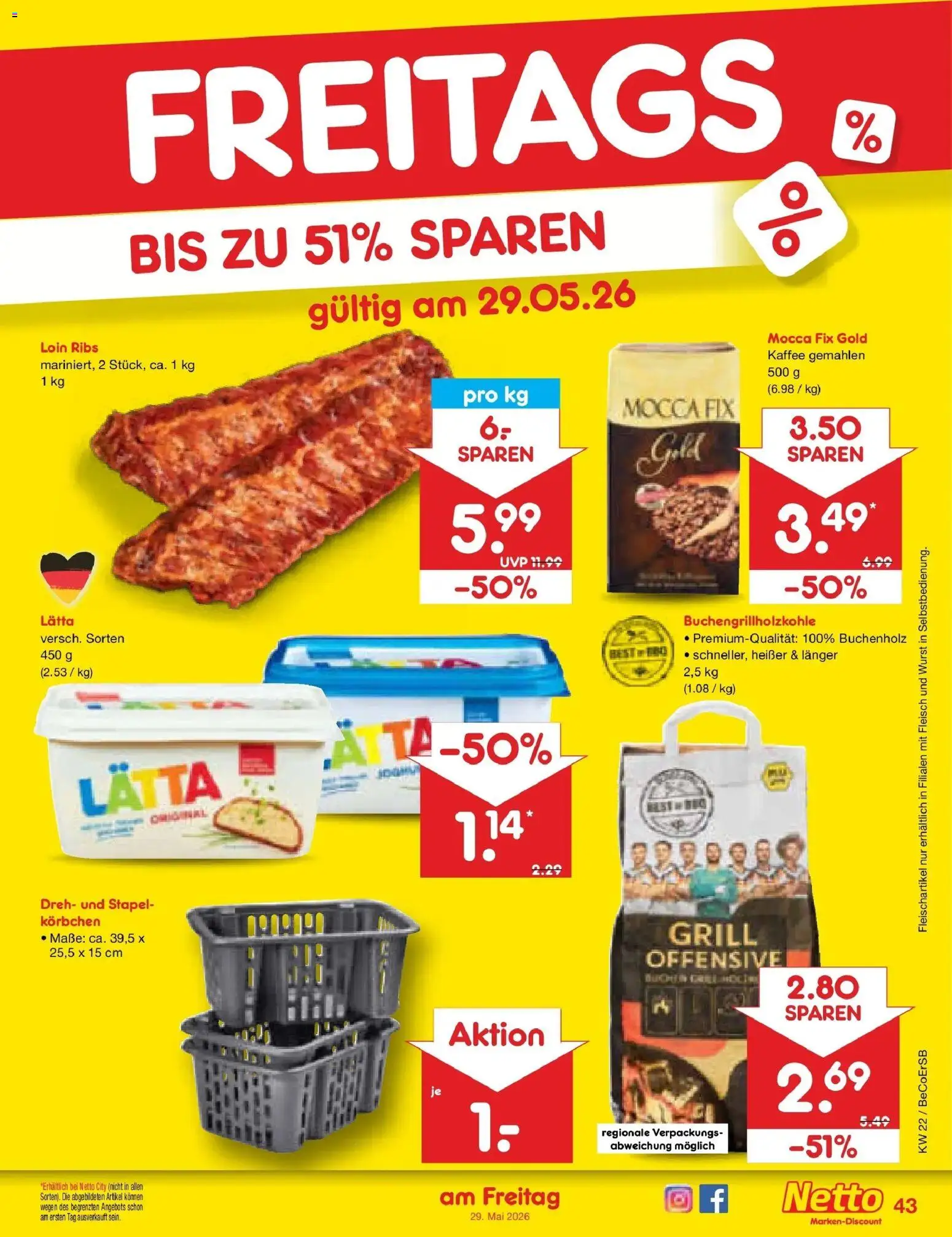 Netto Marken-Discount Prospekt Bitterfeld-Wolfen – gültig ab 26.05.2026 | Seite: 51 | Produkte: Grill, Wurst, Lätta, Fleisch
