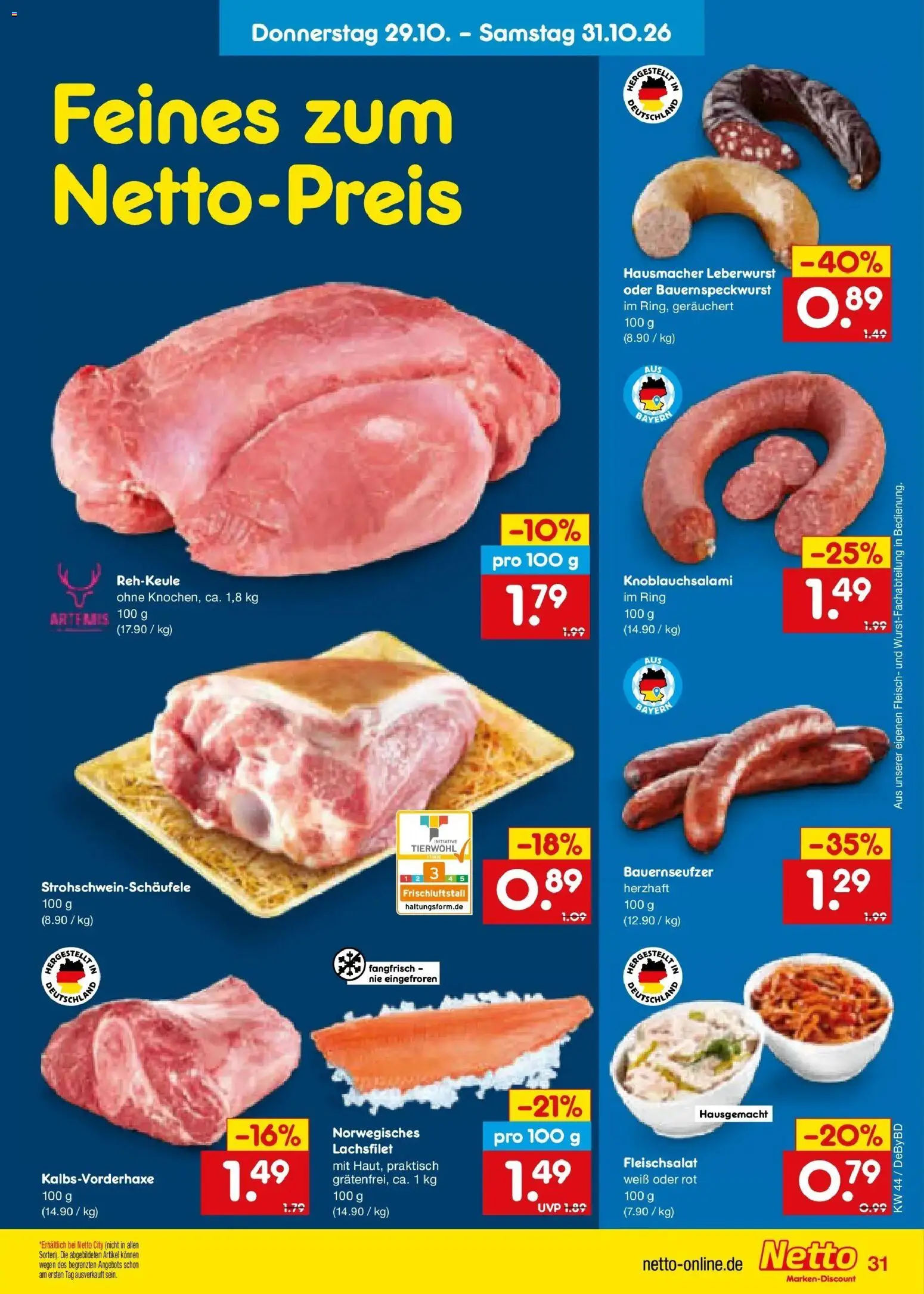 Netto Marken-Discount Prospekt Buttenwiesen – gültig ab 26.10.2026 | Seite: 41 | Produkte: Fleisch