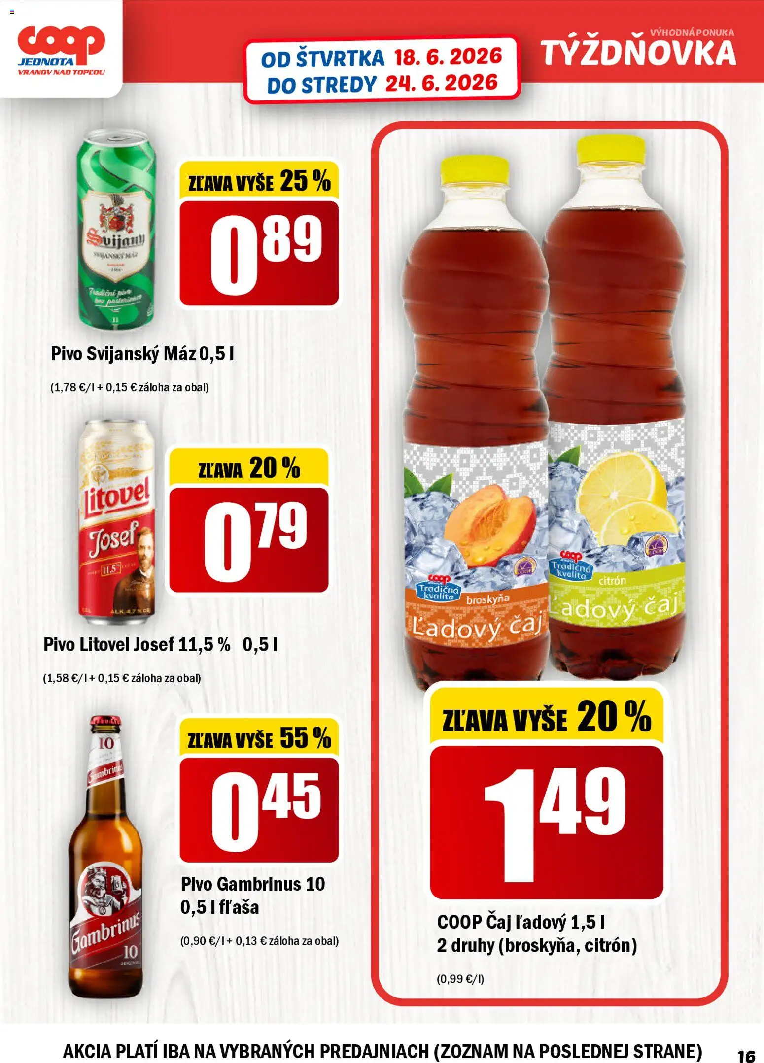 Nové COOP Jednota akcie – leták je platný od 18.06.2026 | Strana: 16