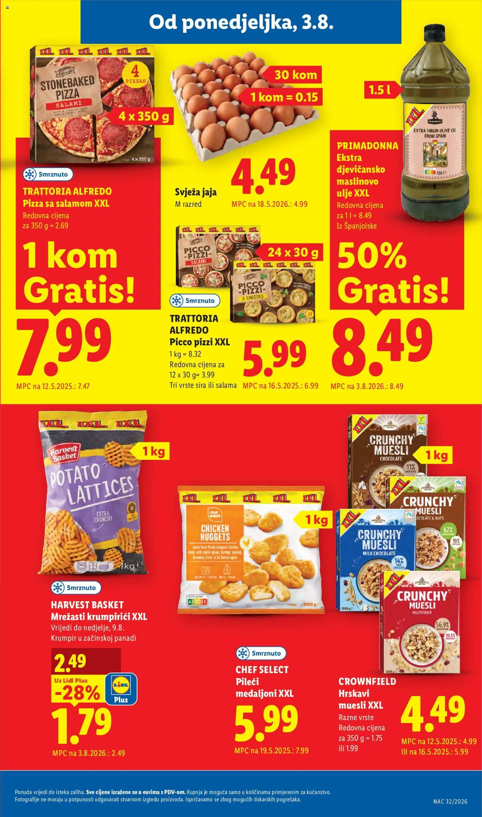 Lidl katalog | vrijedi od 03.08.2026 | Stranica: 7 | Proizvodi: Muesli, Salama, Pizza, Krumpir