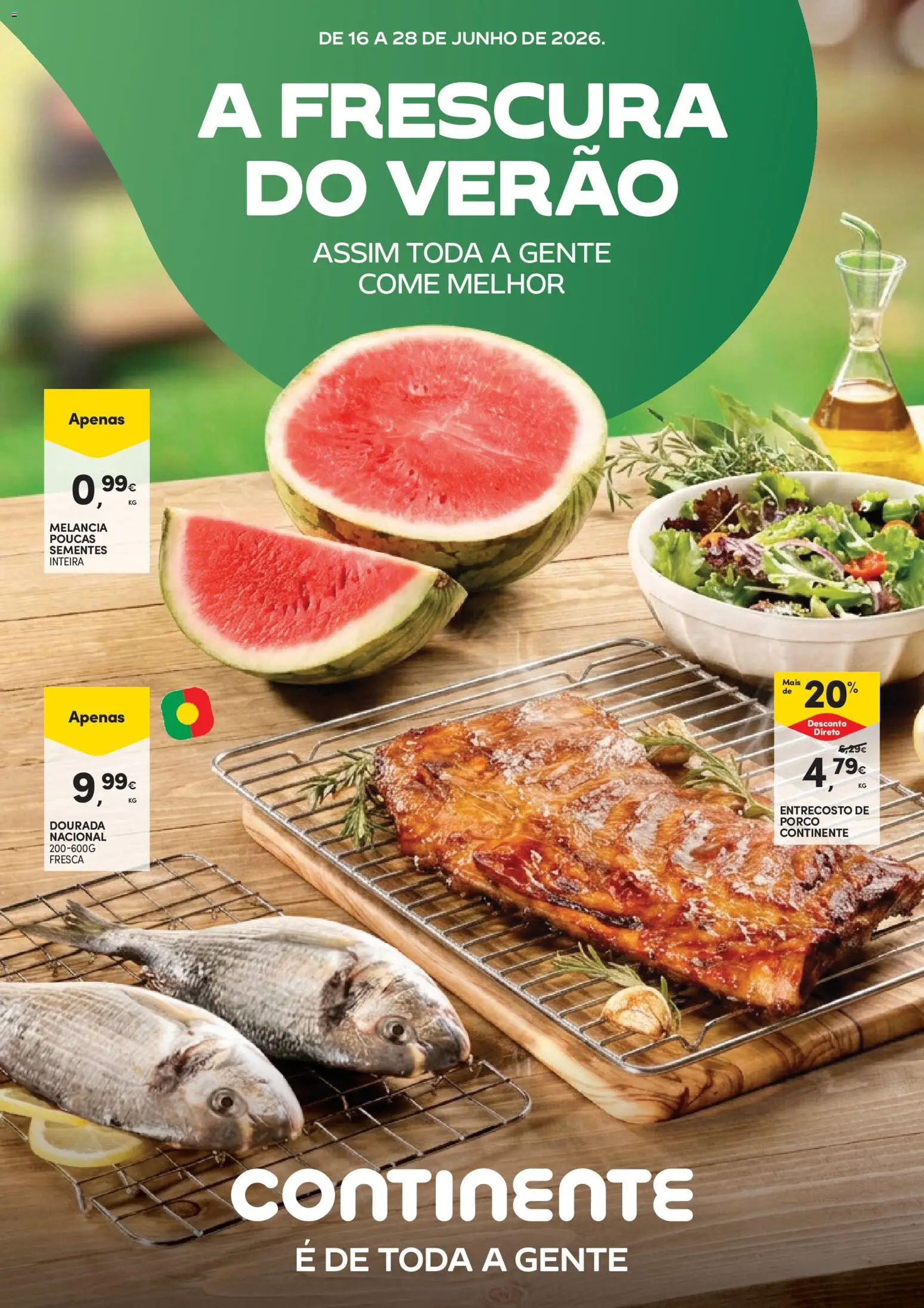 Continente - Frescos Frescura do Verão │ válido de 16.06.2026 | Página: 1 | Produtos: Dourada, Melancia