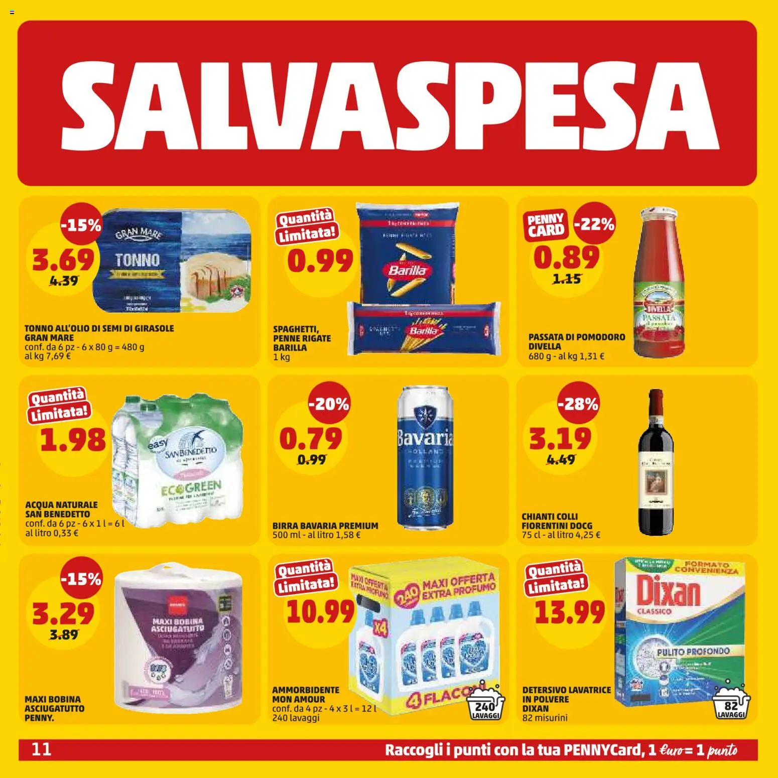 Volantino PENNY del 08/10/2026 | Pagina: 11 | Prodotti: Birra, Ammorbidente, Pasta, Asciugatutto
