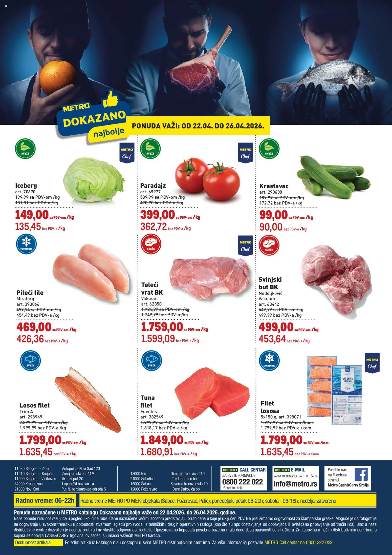 Metro katalog - važi od 22.04.2026 | Strana: 1 | Proizvode: Sto, Losos, Svinjski but, Paradajz