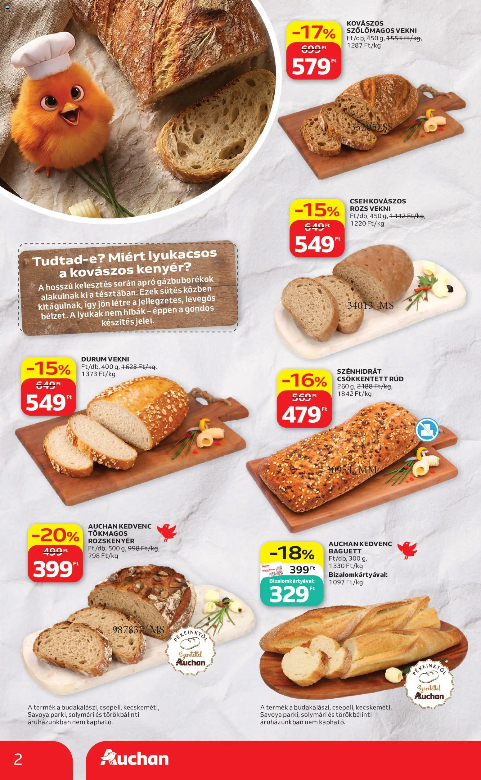 Auchan akciós ujság - amely érvényes a következő dátumtól: 2026.08.06. | Oldal: 2 | Termékek: Rozskenyér, Kenyér
