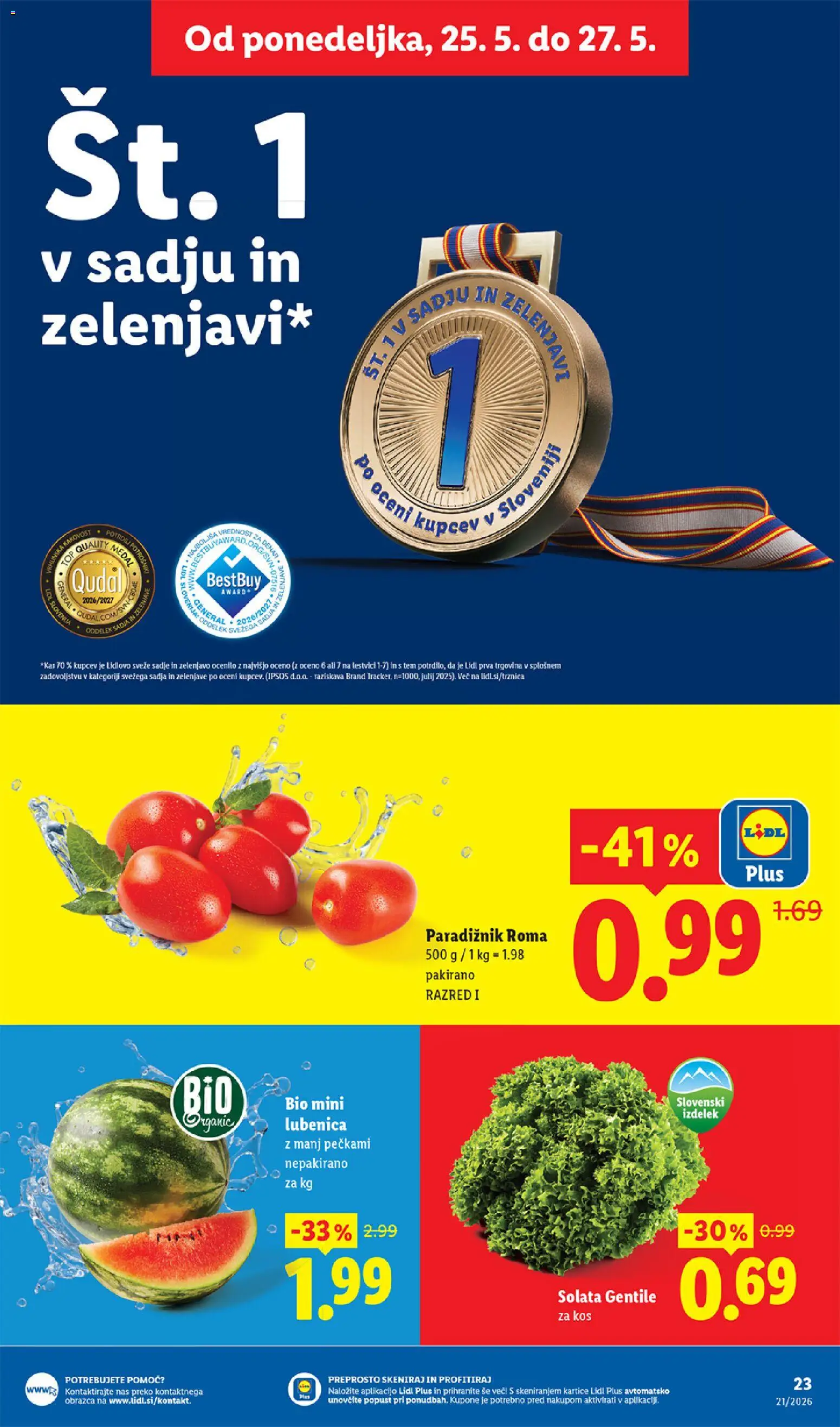 Novi Lidl katalog ponudbe – veljaven od 21.05.2026 | Stran: 43 | Izdelki: Lubenica, Kos, Paradiznik, Sadje