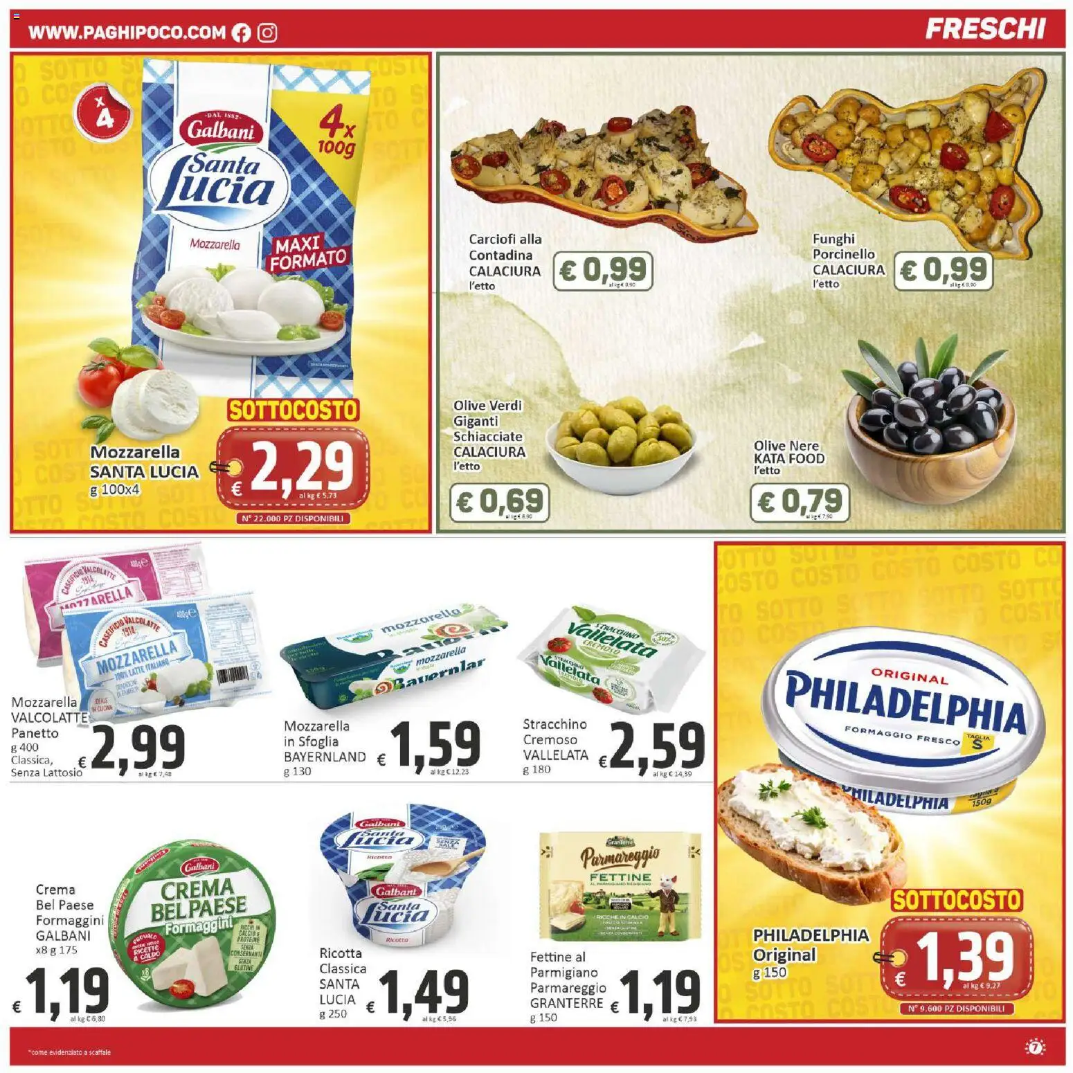 Volantino Paghi Poco del 11/09/2026 | Pagina: 7 | Prodotti: Crema, Formaggio, Carciofi, Formaggio fresco