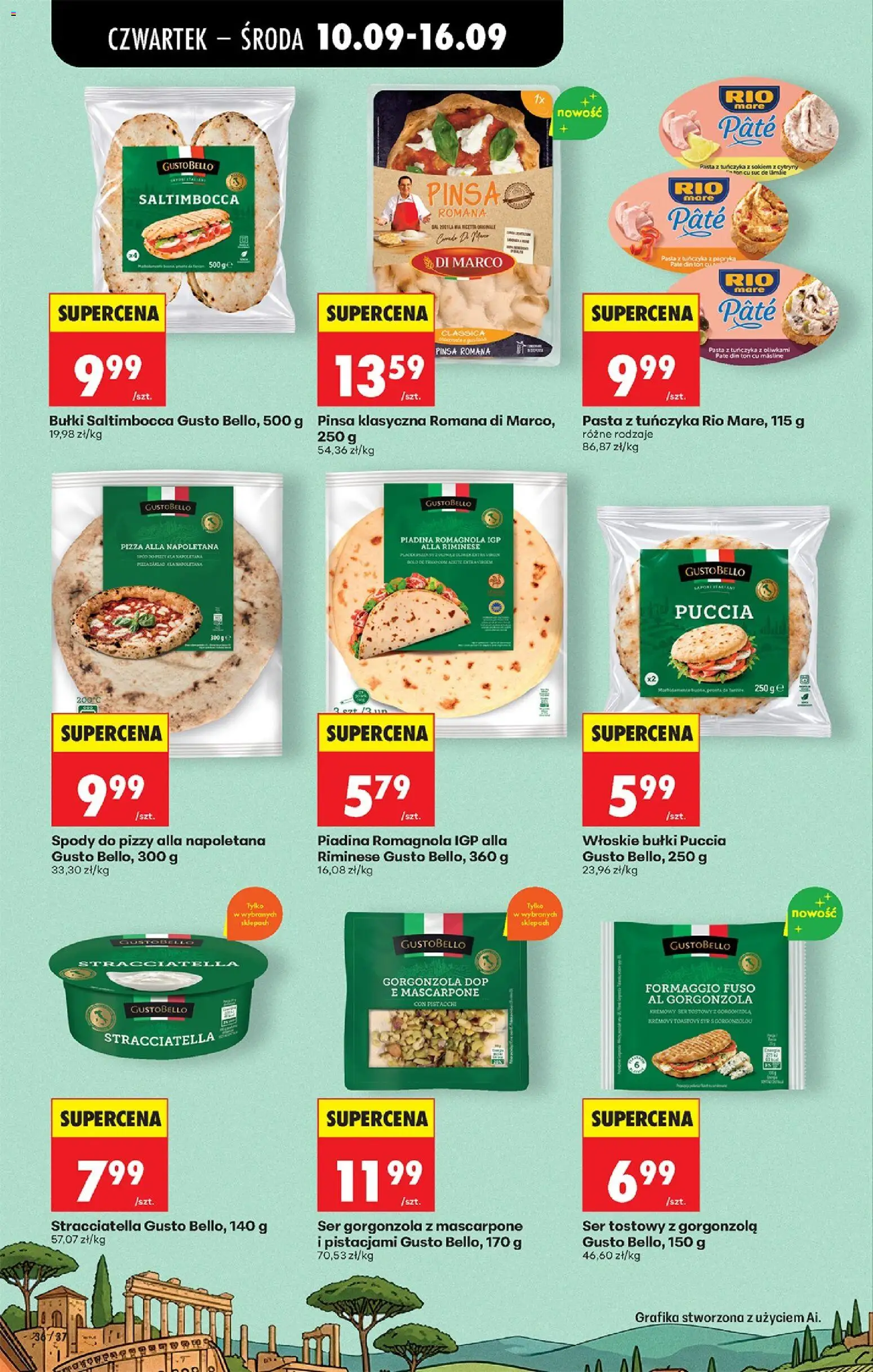 Biedronka gazetka od czwartku od 10.09.2026 | Strona: 56 | Produkty: Spody do pizzy, Gustobello, Mascarpone, Ser gorgonzola
