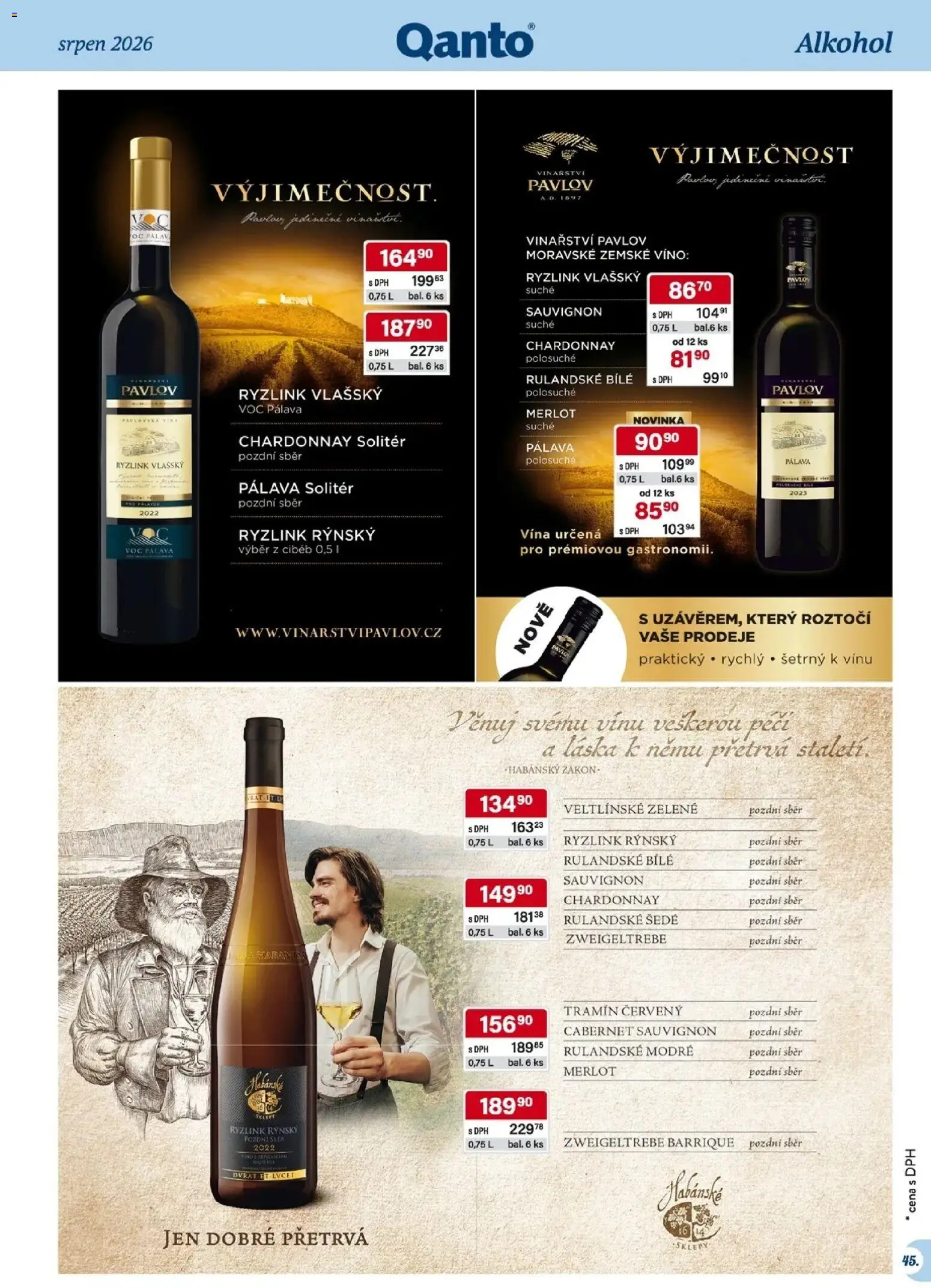 Astur & Qanto leták - Velkoobchod 08/2026 od 01.08.2026 | Strana: 45 | Produkty: Víno, Cabernet Sauvignon, Tramín červený, Alkohol