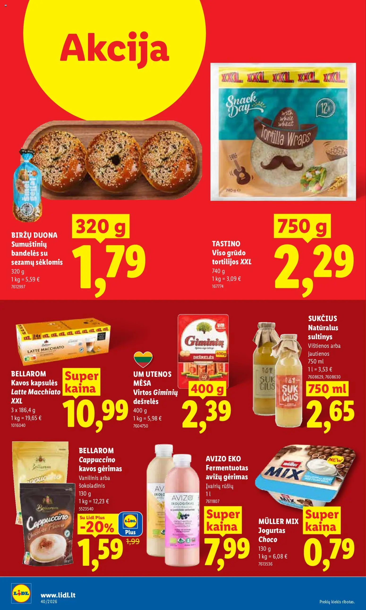 LIDL akcijos nuo 2026.09.28 | Puslapis: 18 | Prekių: Dešrelės, Bandelės, Jogurtas, Duona