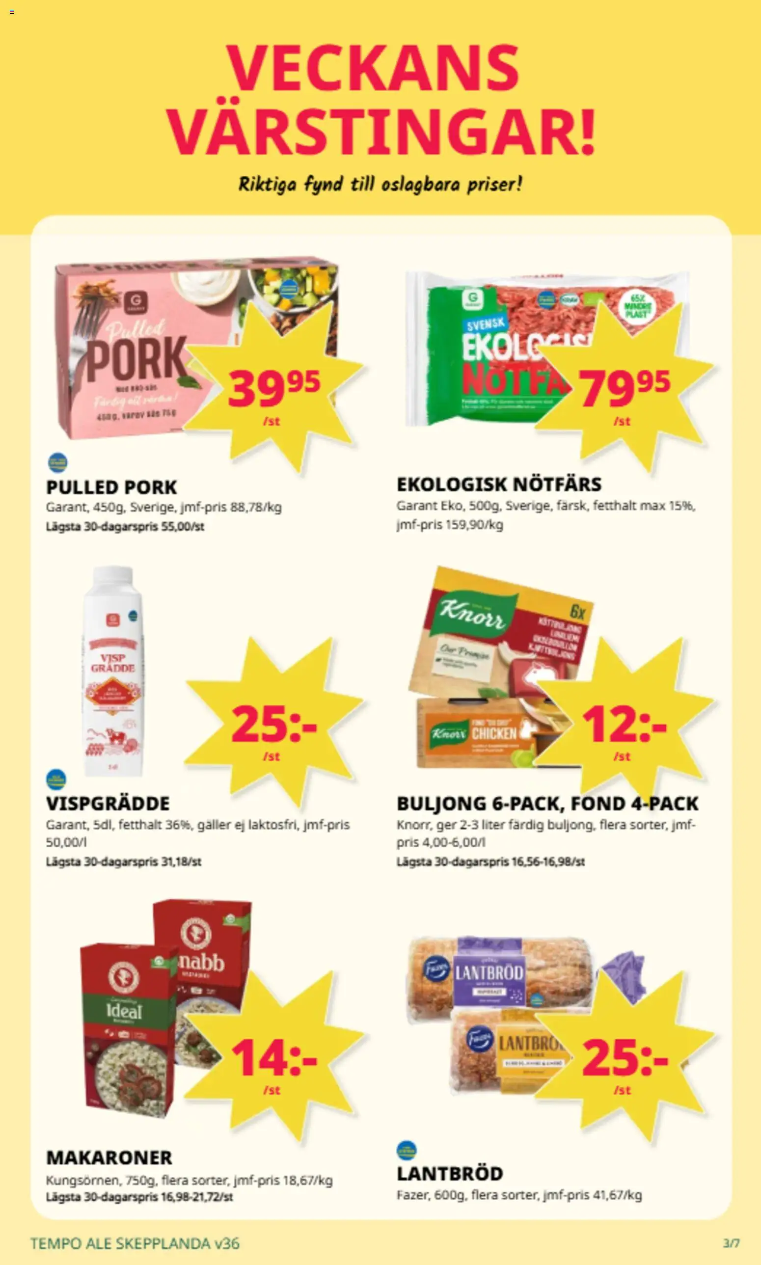 Tempo reklamblad aktuell från 31/08/2026 | Sida: 2 | Produkter: Buljong, Fond, Lantbröd, Pulled pork