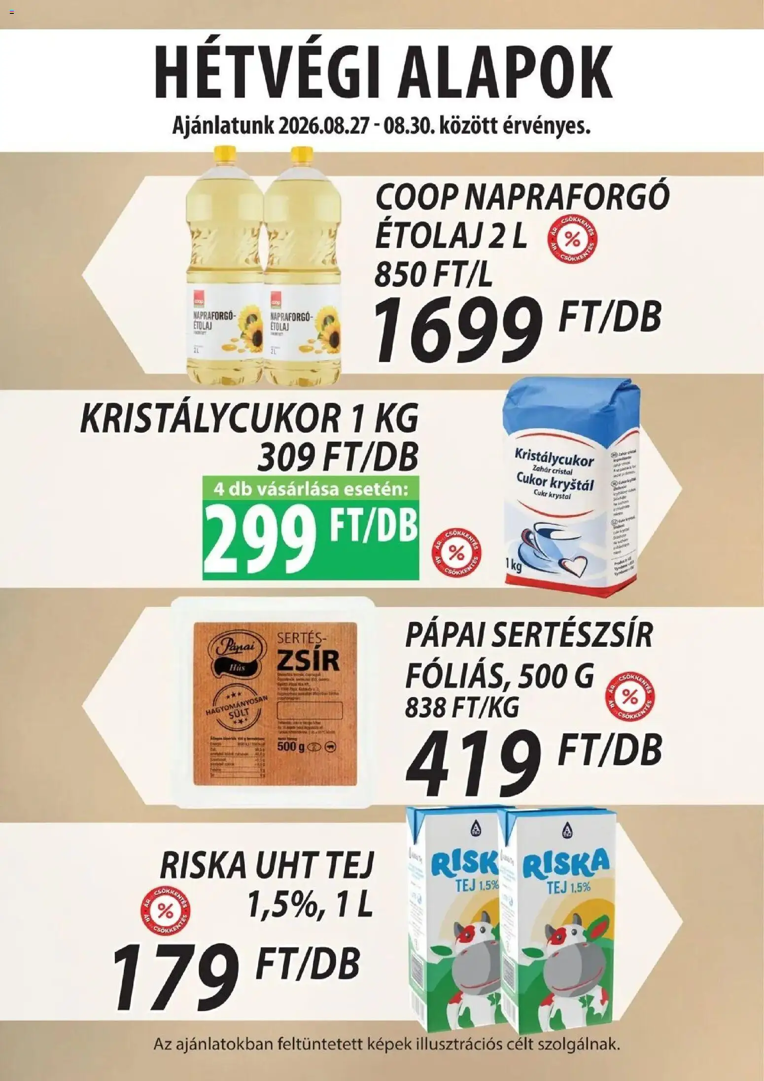 COOP Szolnok akciós ujság - amely érvényes a következő dátumtól: 2026.08.24. | Oldal: 3 | Termékek: Napraforgó, Riska, Sült, Cukor