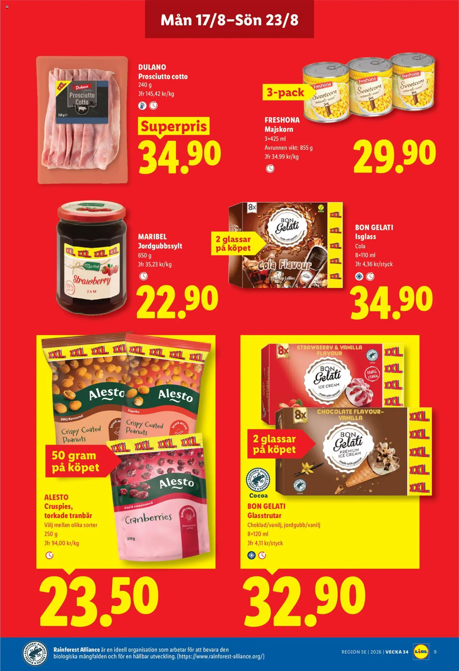 Lidl reklamblad aktuell från 17/08/2026 | Sida: 10 | Produkter: Tranbär, Paprika, Prosciutto, Isglass