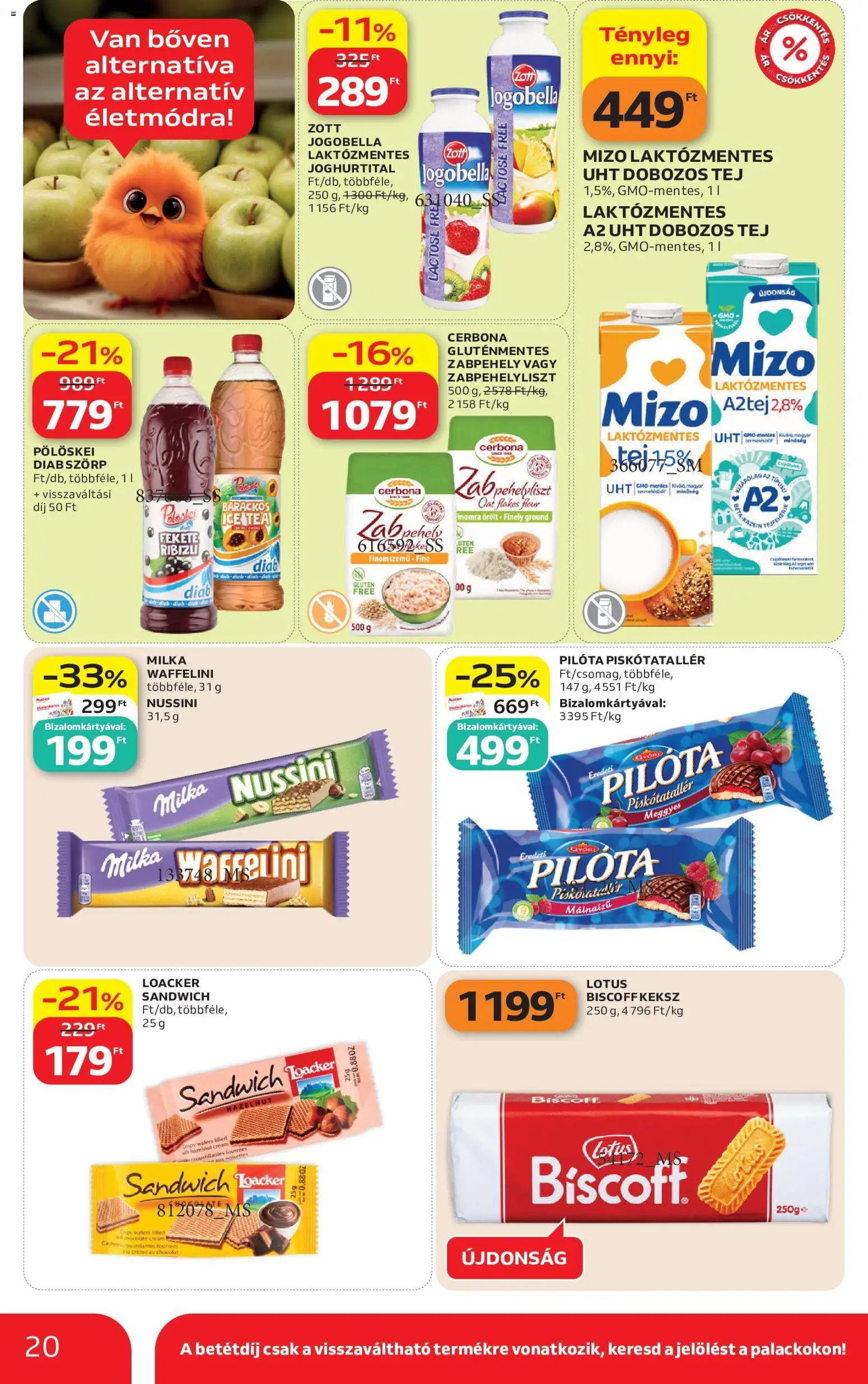 Auchan akciós ujság - amely érvényes a következő dátumtól: 18.06.2026 | Oldal: 20 | Termékek: Zabpehely, Waffelini, Tej, Tea