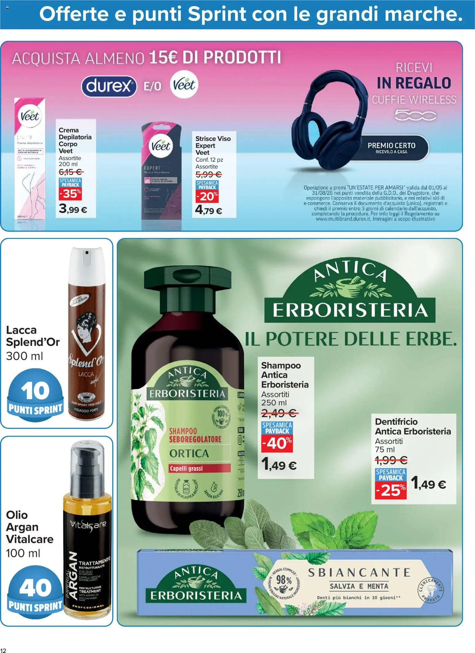 Volantino Carrefour del 20/08/2026 | Pagina: 12 | Prodotti: Strisce, Lacca, Crema depilatoria, Olio