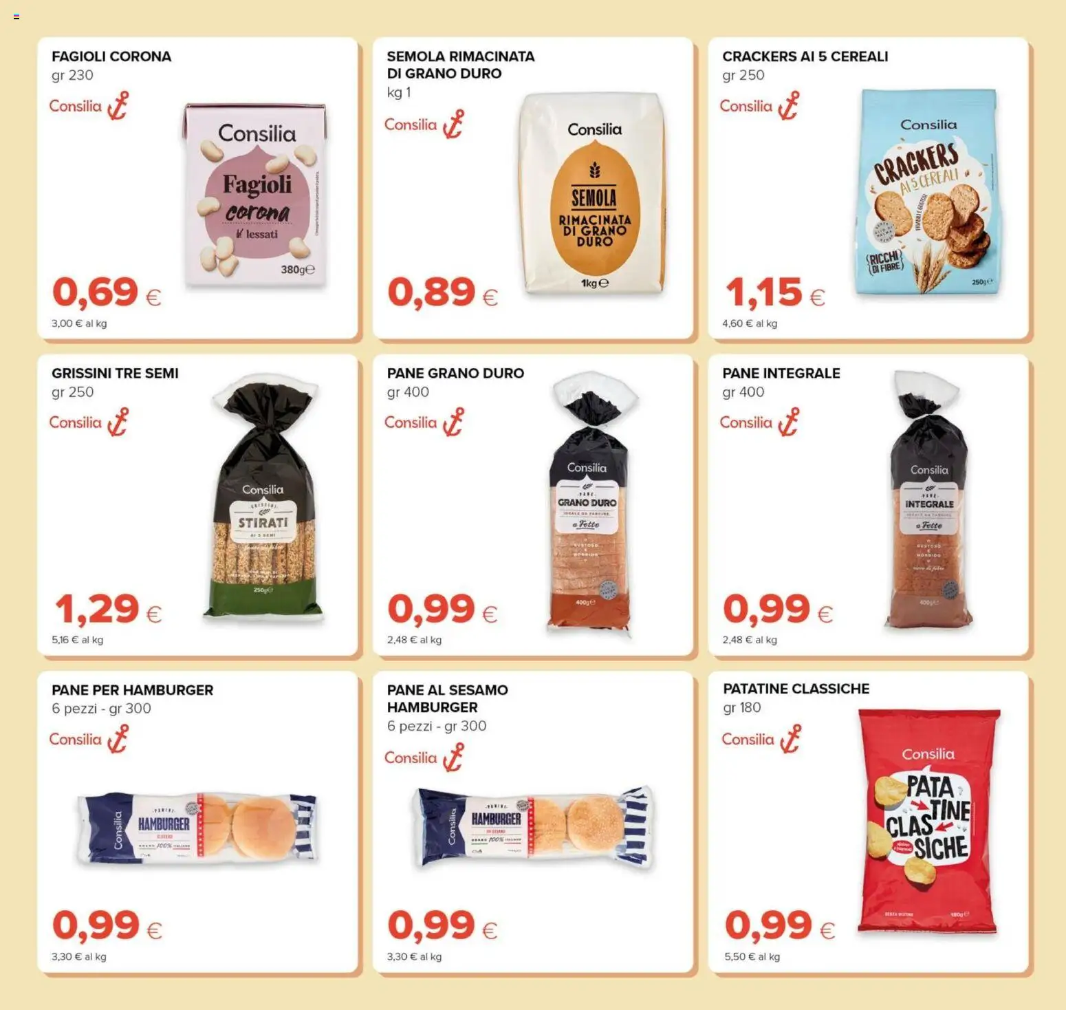 Volantino Oasi del 21/08/2026 | Pagina: 23 | Prodotti: Pane, Cereali, Semola, Hamburger