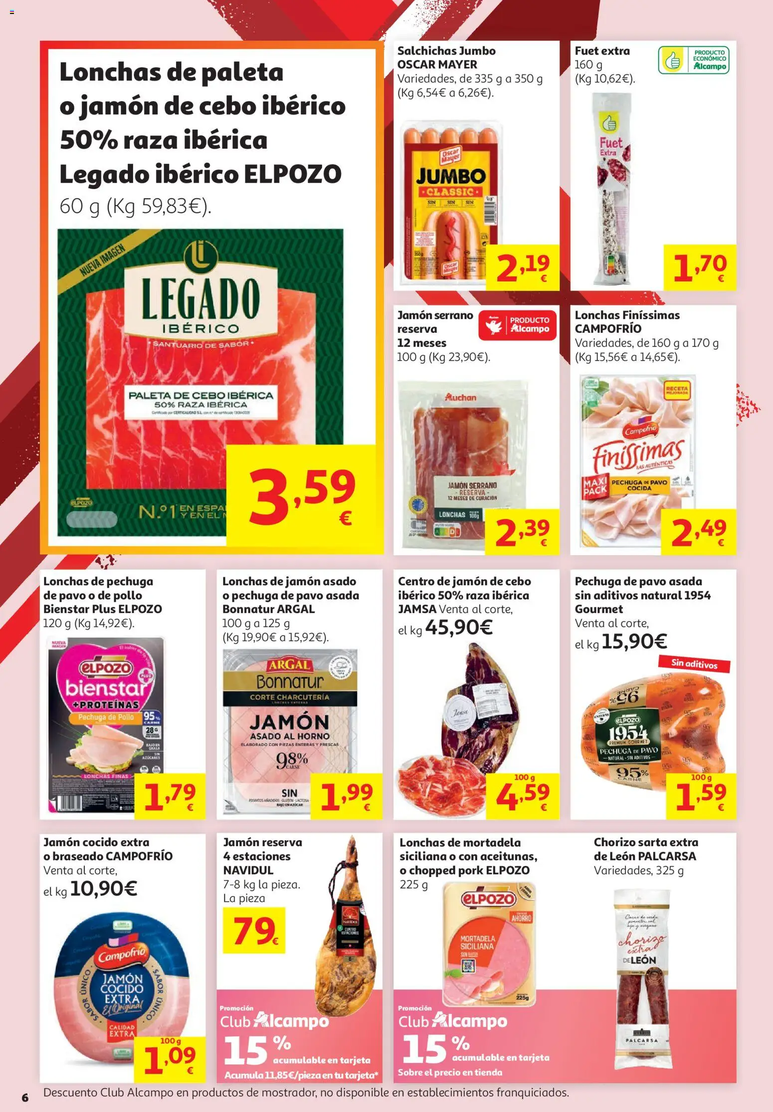 Alcampo - HP Nacional │ válido desde el 16.06.2026 | Página: 6 | Productos: Jamón serrano, Jamón, Horno, Mortadela