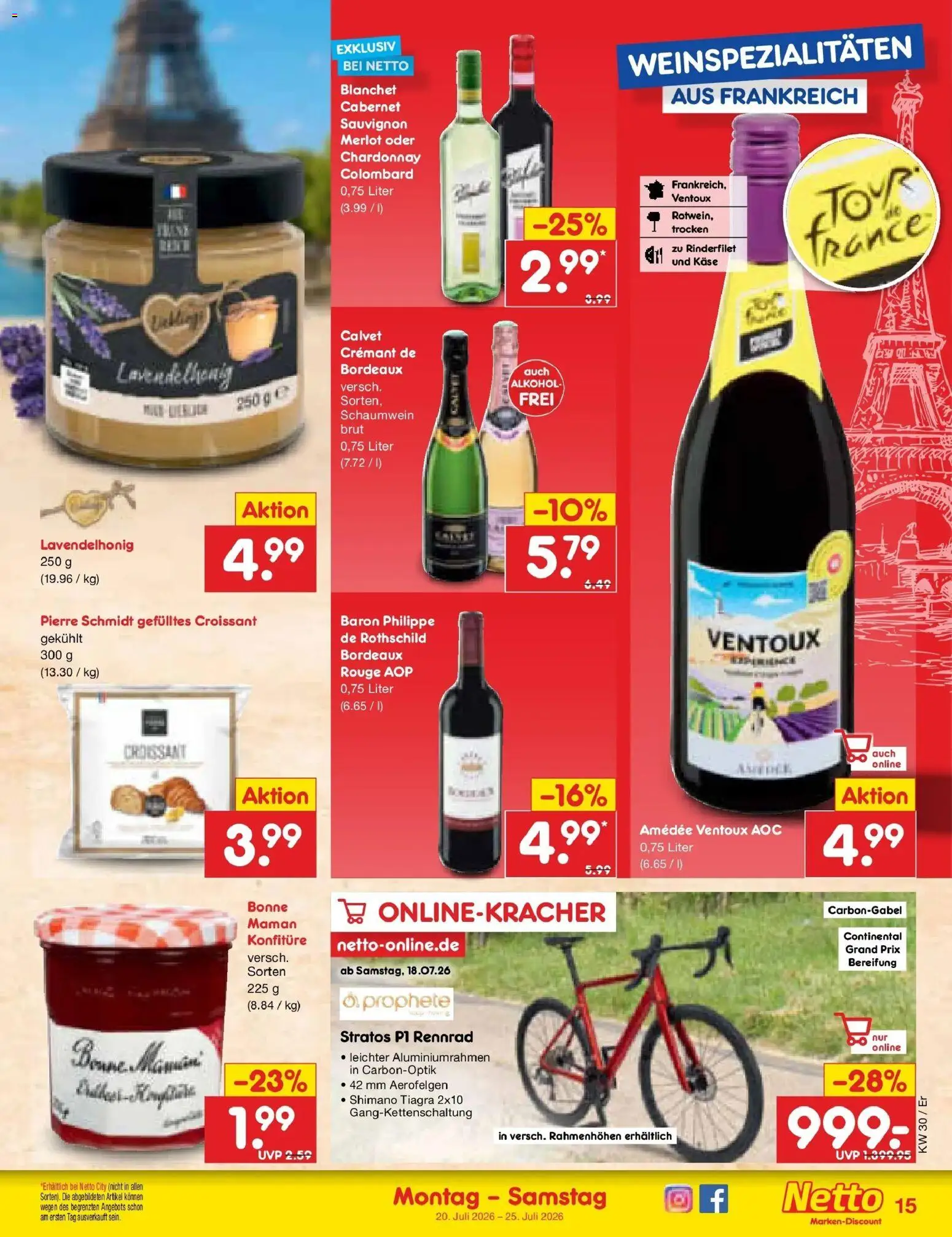 Netto Marken-Discount Prospekt Weimar – gültig ab 20.07.2026 | Seite: 25 | Produkte: Rinderfilet, Merlot, Rouge, Croissant