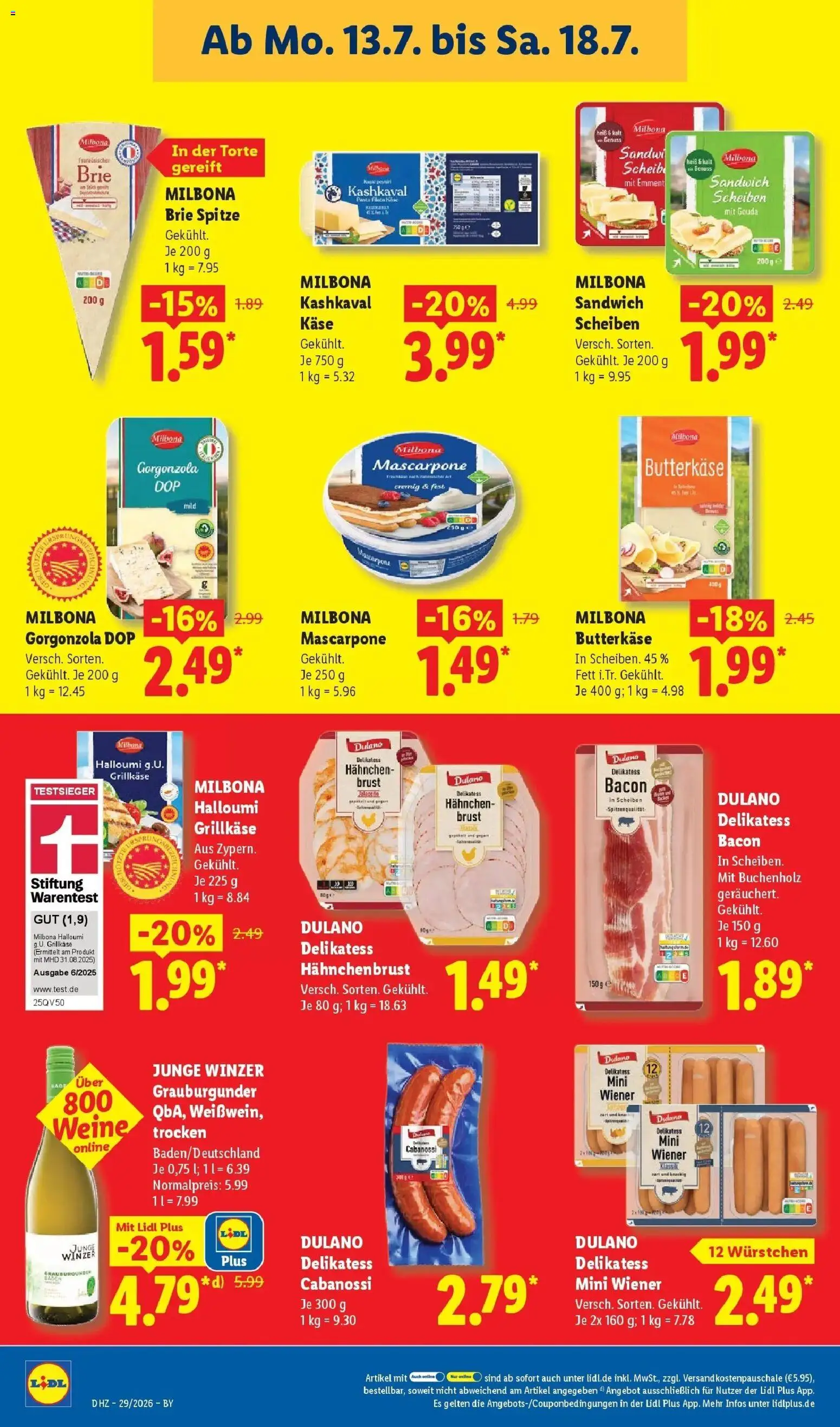 Lidl Prospekt Hof-innenstadt – gültig ab 13.07.2026 | Seite: 16 | Produkte: Hahnchen, Käse, Mascarpone, Pasta