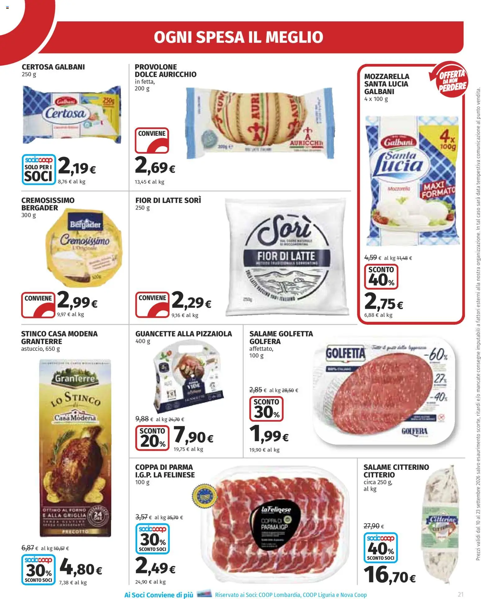 Volantino Ipercoop del 10/09/2026 | Pagina: 21 | Prodotti: Provolone, Salame, Latte, Griglia