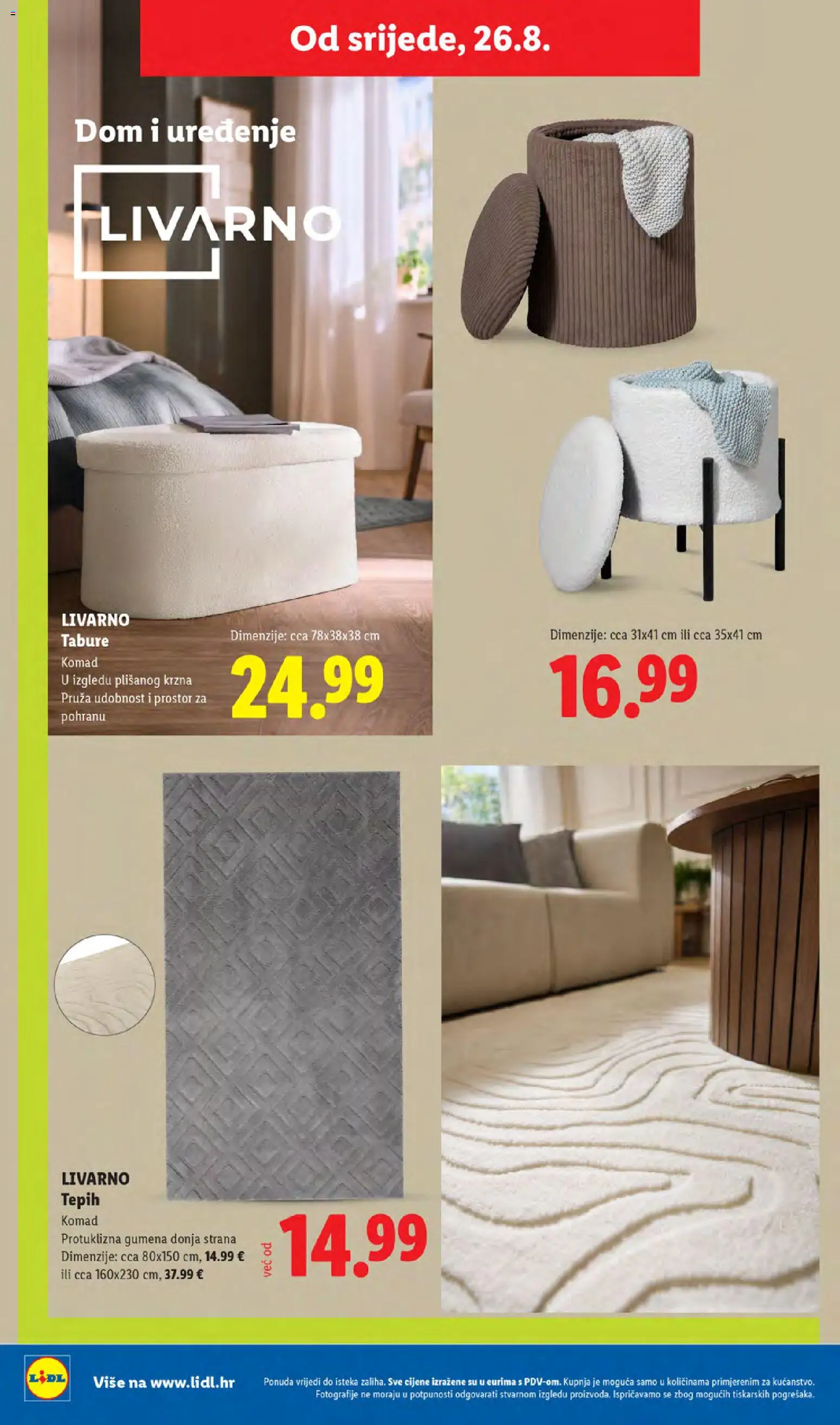 Lidl katalog | vrijedi od 24.08.2026 | Stranica: 40 | Proizvodi: Tepih, Tabure