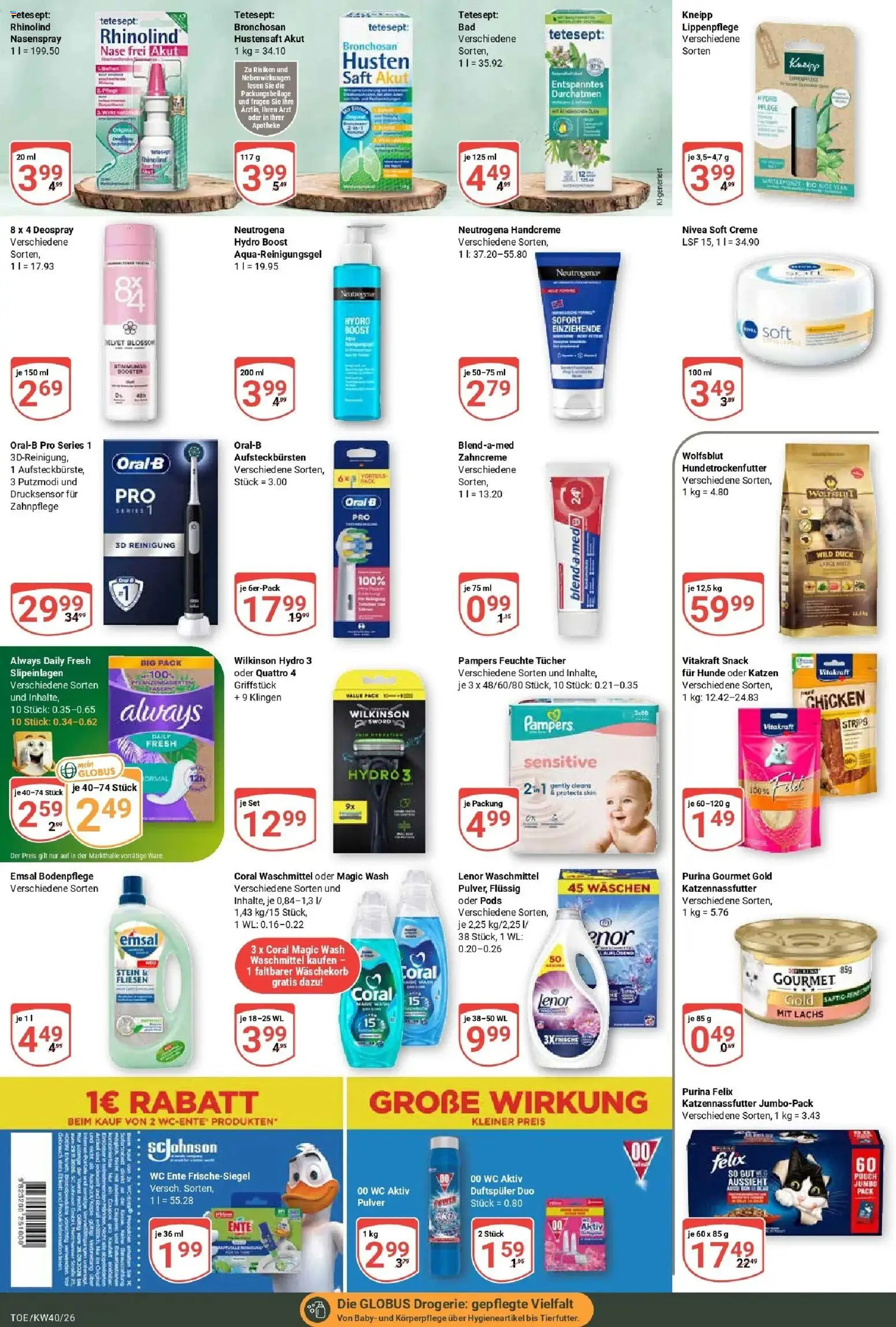 Globus Prospekt Tönisvorst (ab 28.09.2026) » Angebote online | Seite: 20 | Produkte: Lenor, Creme, Lachs, Purina gourmet gold