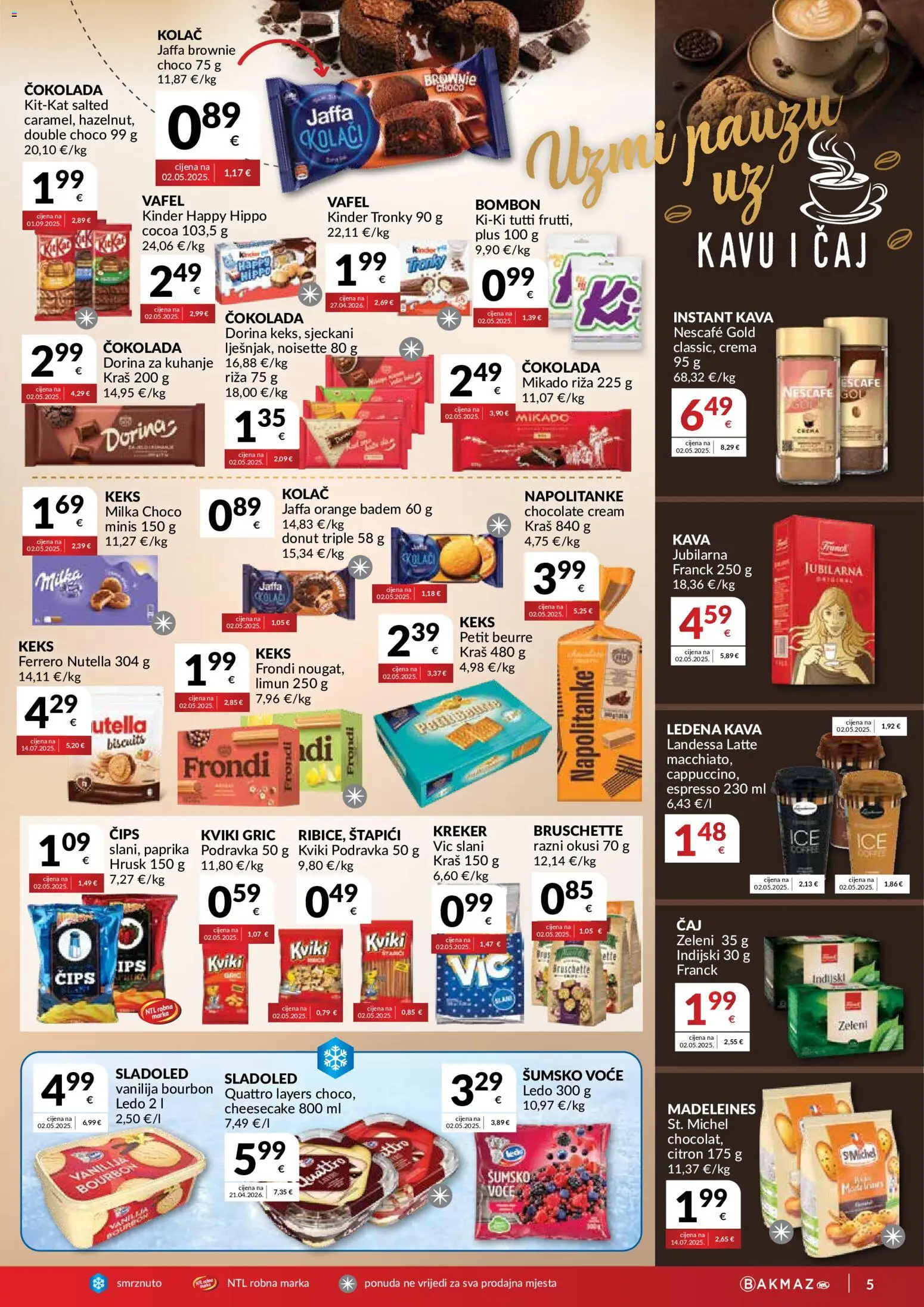 Bakmaz katalog | vrijedi od 13.05.2026 | Stranica: 5 | Proizvodi: Nutella, Dorina, Ledo, Nescafe Gold