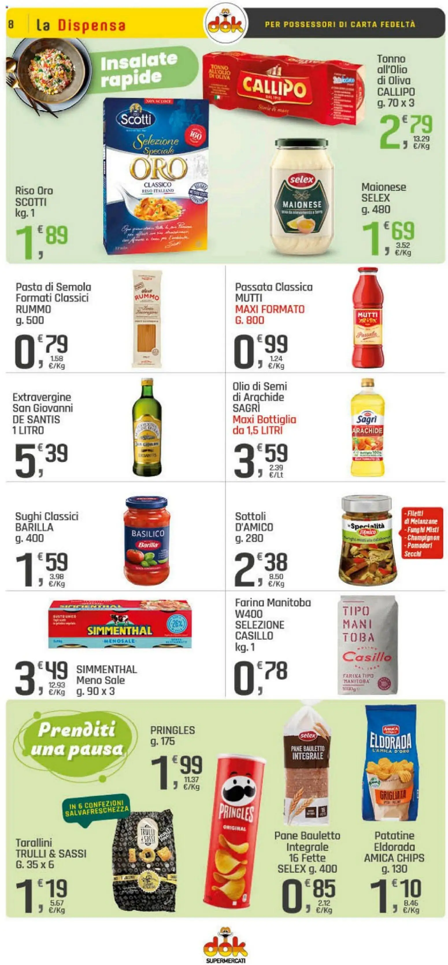 Volantino DOK del 04.05.2026 | Pagina: 8 | Prodotti: Farina, Pomodori, Tonno, Melanzane