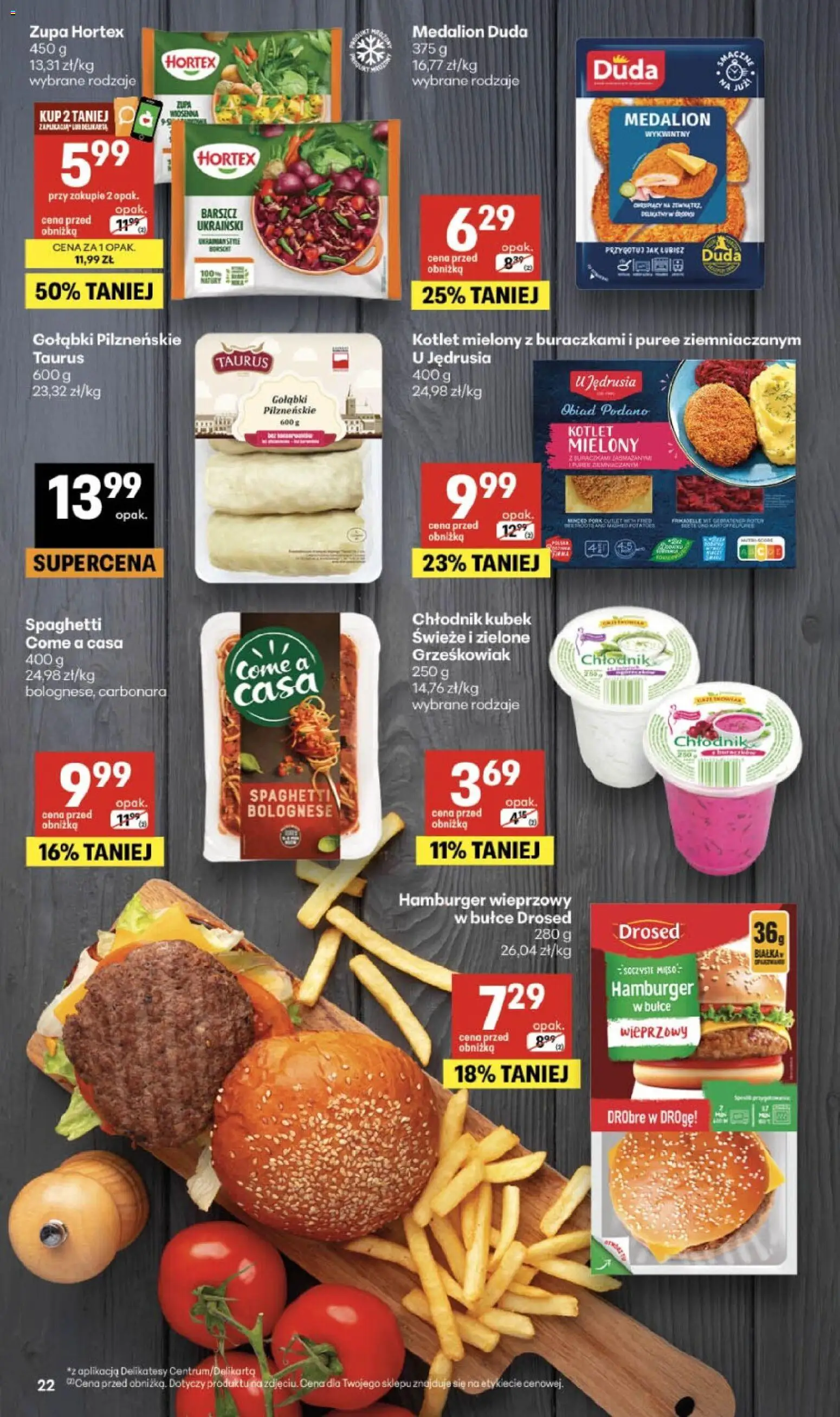 Delikatesy Centrum gazetka - Sklepy Własne od 02.07.2026 | Strona: 22 | Produkty: Barszcz, Hamburger, Mięso, Delikatesy