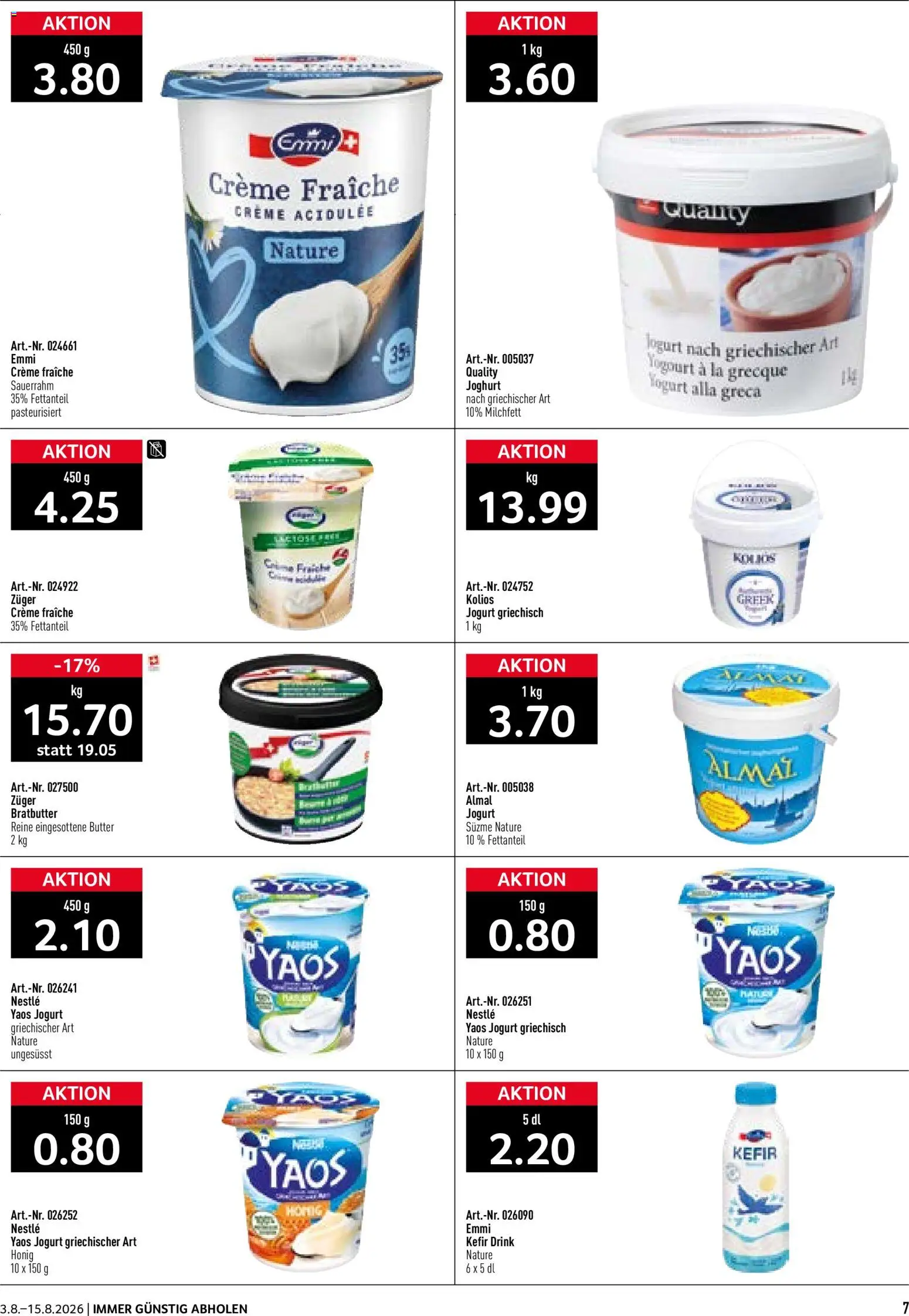 Prodega aktionen Sonne des Südens – gültig ab 03.08.2026 | Seite: 7 | Produkte: Kefir, Butter, Sauerrahm, Creme