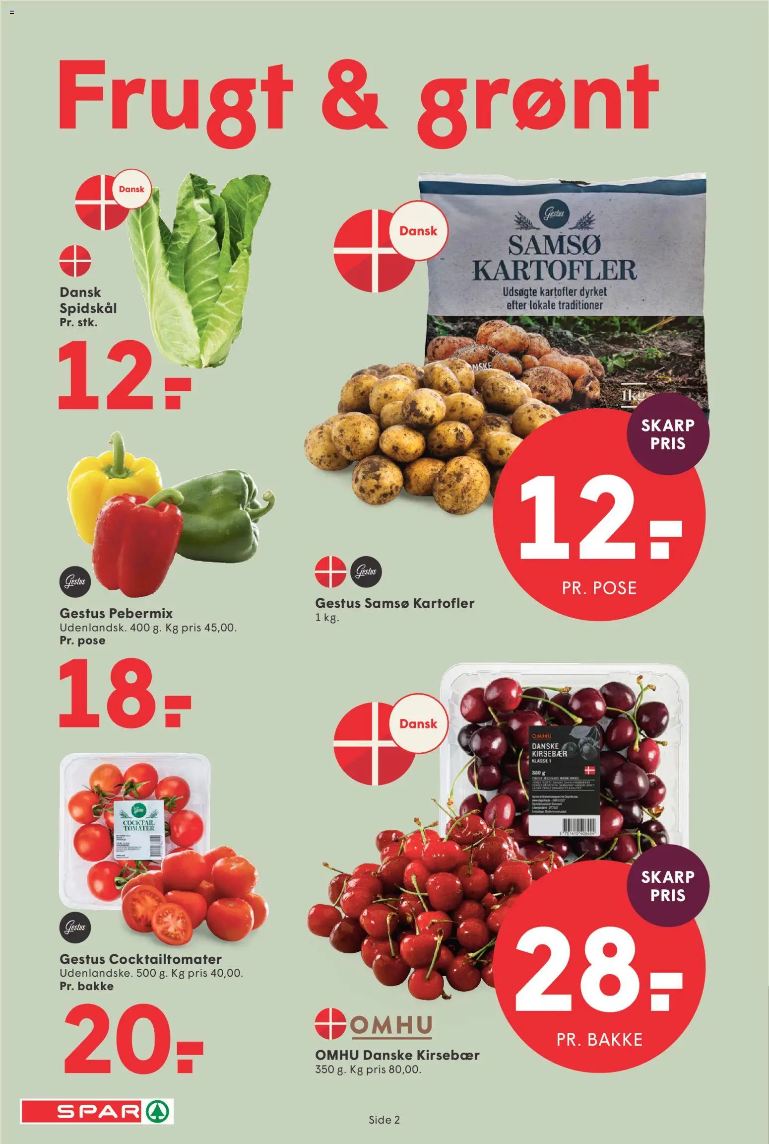 Spar tilbudsavis – gyldig fra 24/07/2026 | Side: 2 | Produkter: Tomater, Kartofler, Kirsebær, Spidskål