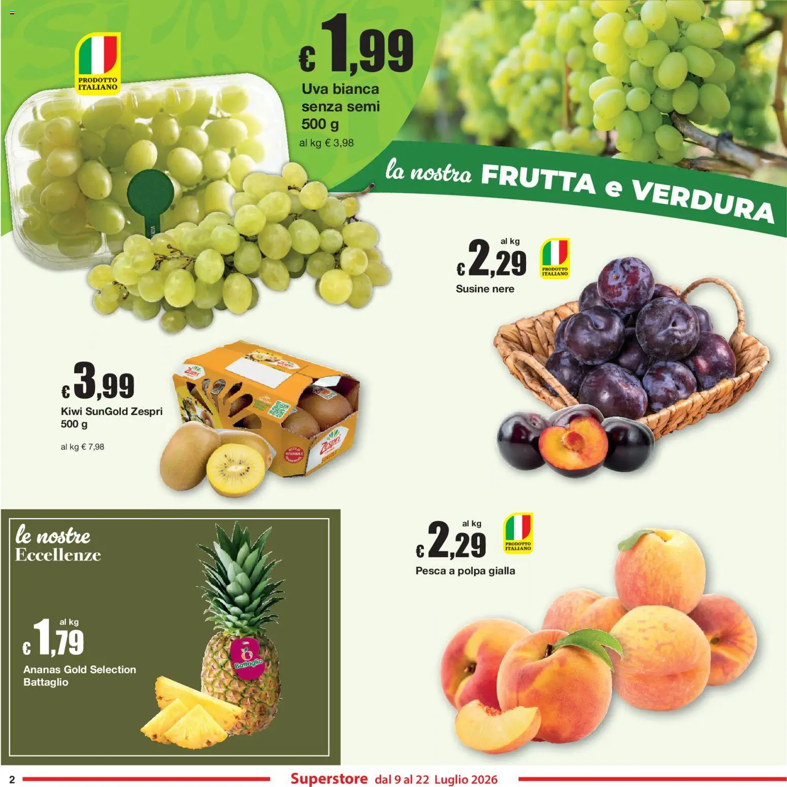 Volantino Sì con Te del 09/07/2026 | Pagina: 2 | Prodotti: Kiwi, Frutta, Ananas, Susine