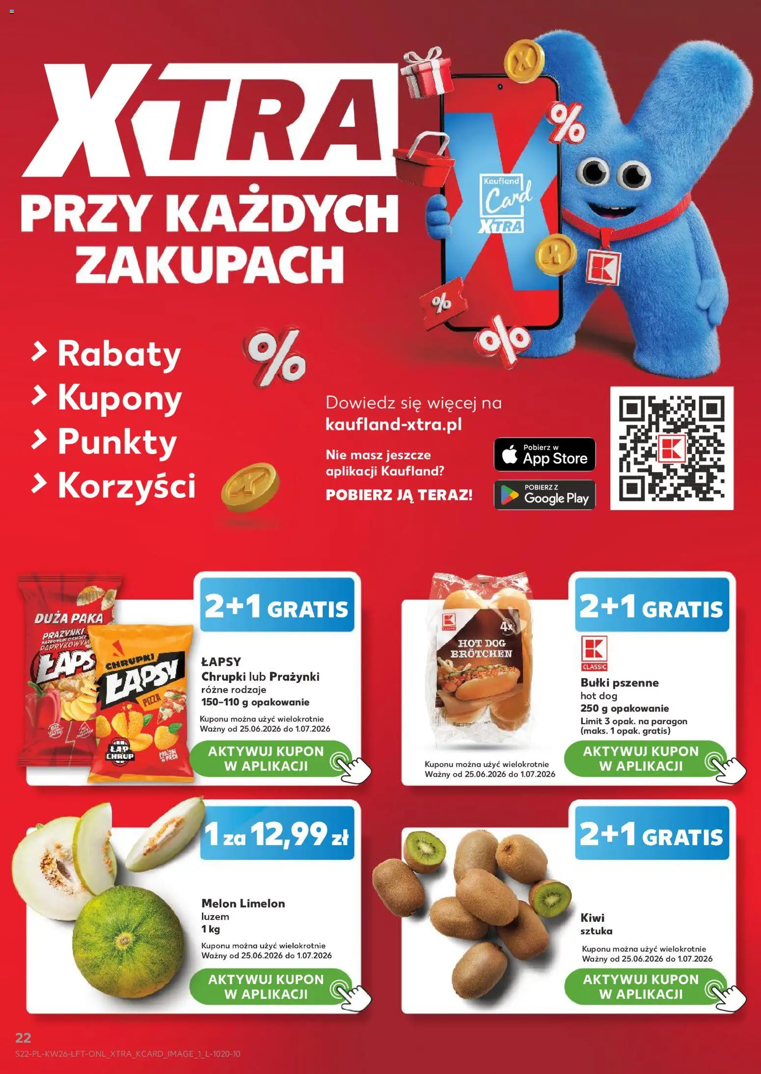 Kaufland Polsko leták od 25.06.2026 | Strana: 22 | Produkty: Pizza, Kiwi, Hot dog