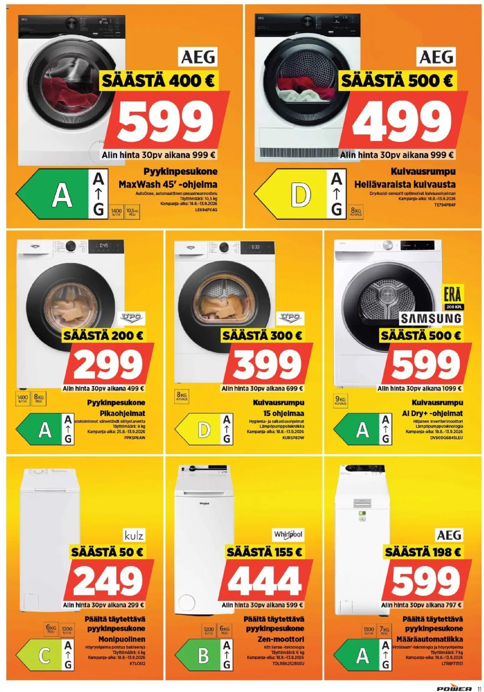 Power tarjoukset – voimassa 31/08/2026 alkaen | Sivu: 11 | Tuotteet: Kuivausrumpu