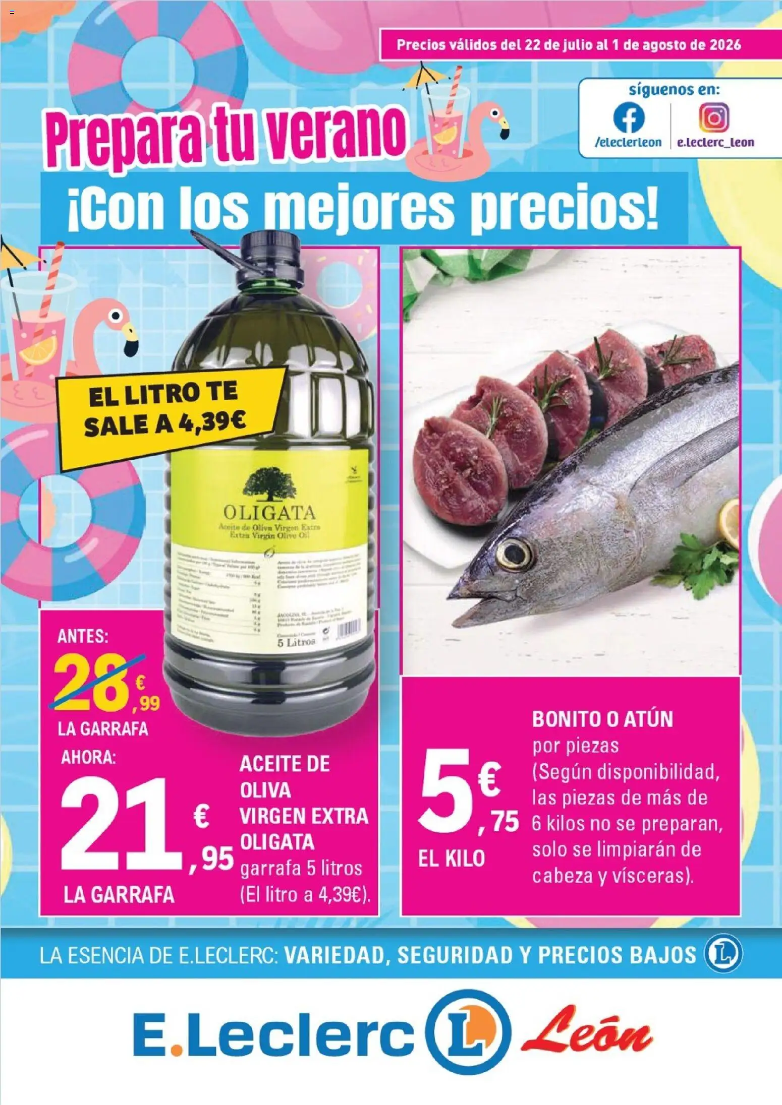 E.Leclerc folleto León │ válido desde el 22/07/2026 | Página: 1 | Productos: Aceite, Té, Aceite de oliva, Aceite de oliva virgen extra