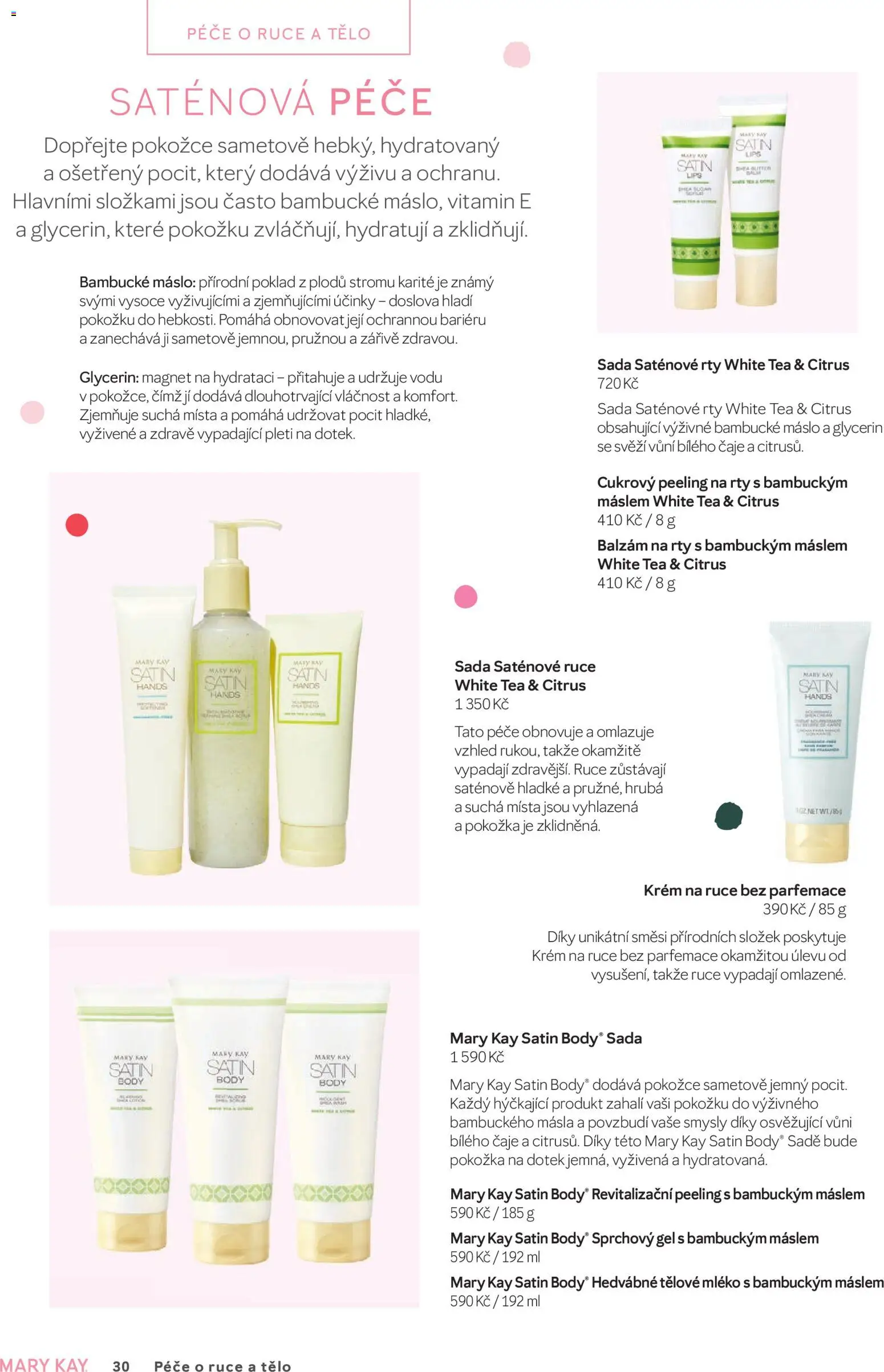 Mary Kay kniha o kráse od 30.09.2026 | Strana: 30 | Produkty: Sprchový gel, Mléko, Med, Krém