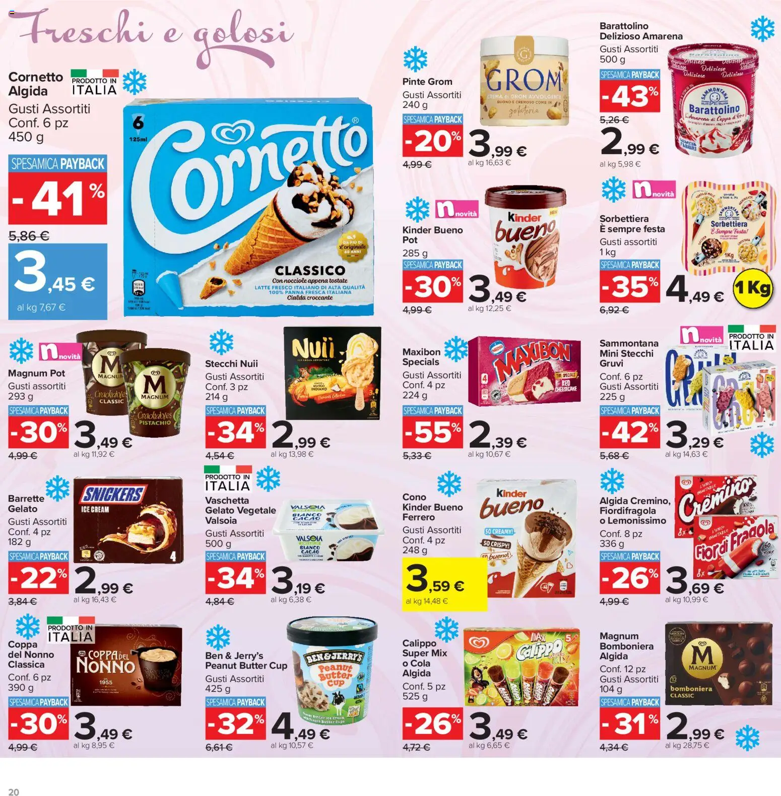 Volantino Carrefour del 06/08/2026 | Pagina: 20 | Prodotti: Crema, Cornetto, Panna, Cacao
