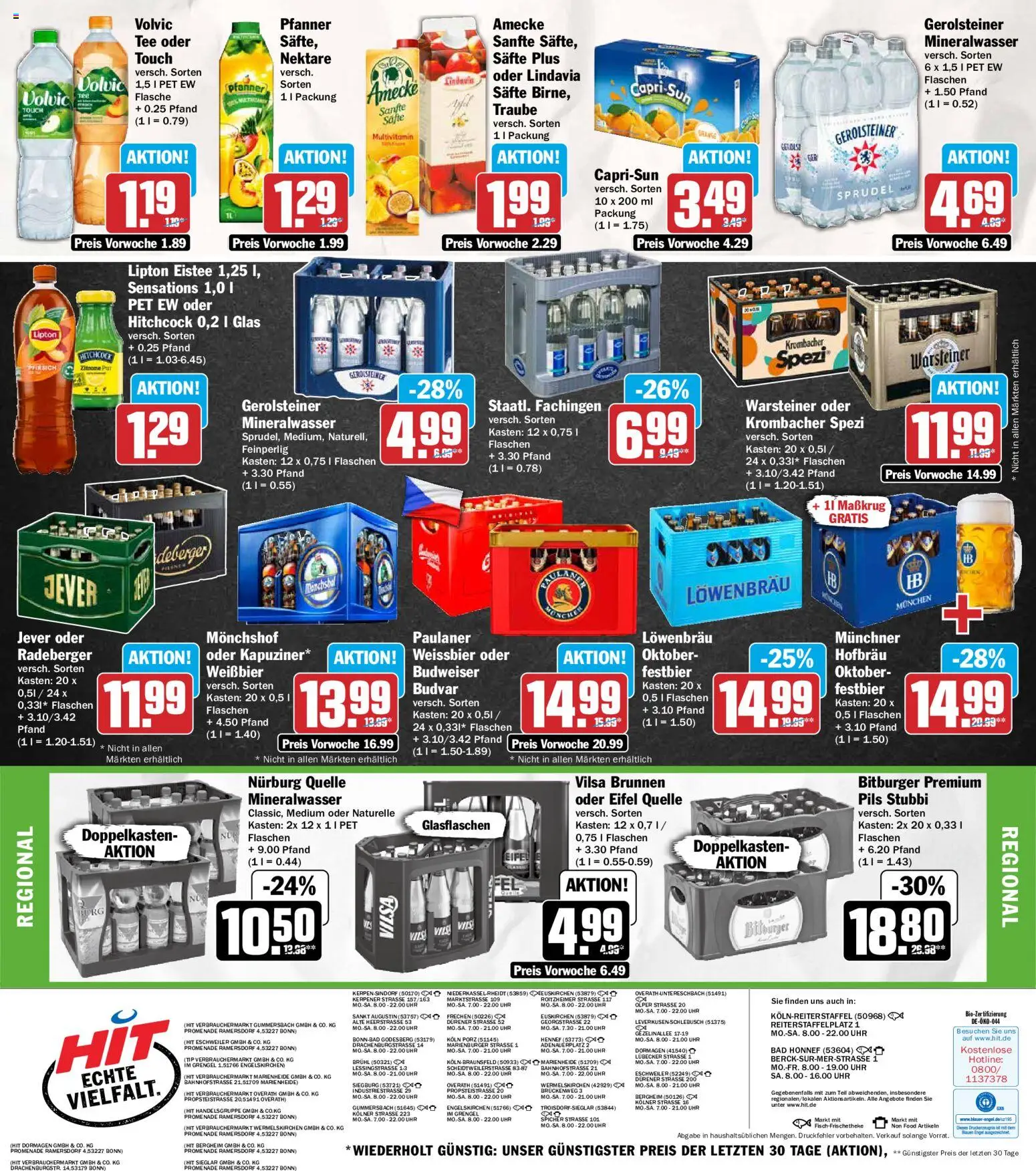 HIT Prospekt – gültig ab 07.09.2026 | Seite: 18 | Produkte: Bitburger, Weißbier, Mineralwasser, Jever