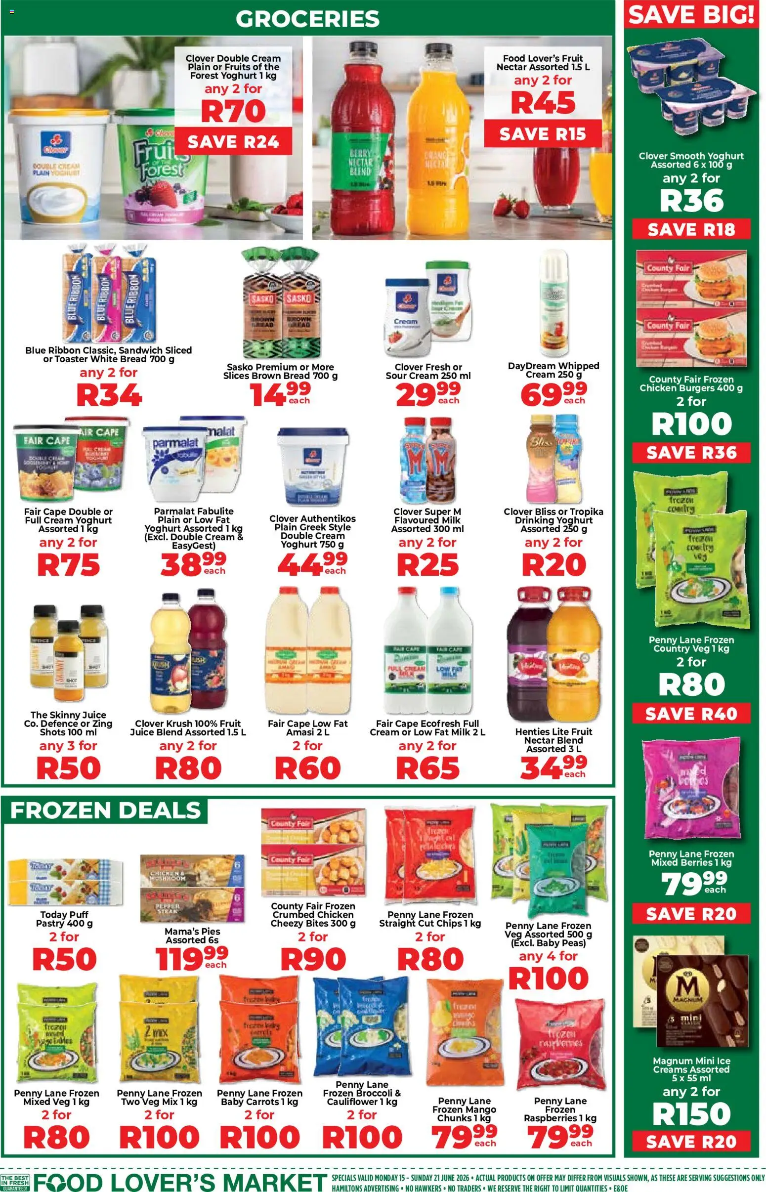 New Food Lover's Market catalogue – valid from 15.06.2026 | Page: 3 | Products: Cauliflower, Juice, Ice cream, Fruit