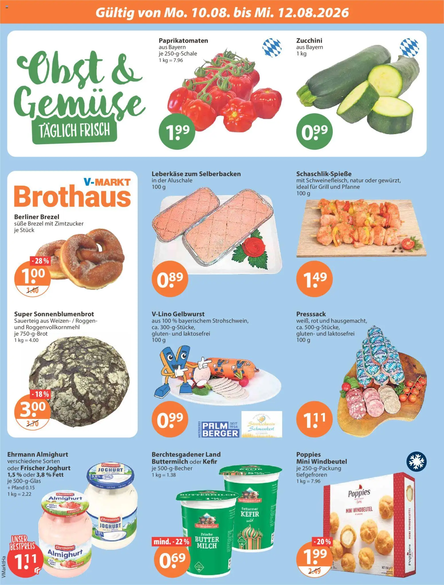V-Markt Angebote – gültig ab 06.08.2026 | Seite: 20 | Produkte: Ehrmann almighurt, Obst, Zucchini, Leberkase