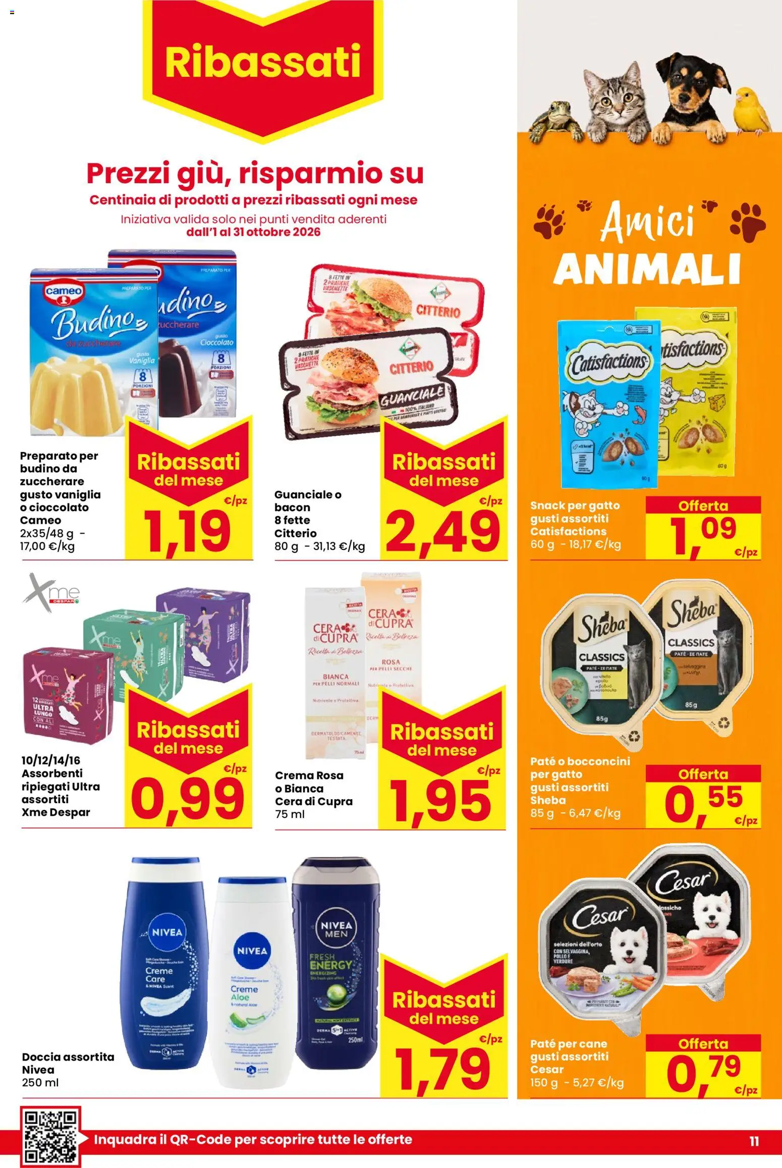 Volantino Despar del 15/10/2026 | Pagina: 11 | Prodotti: Budino, Doccia, Vaschette, Guanciale