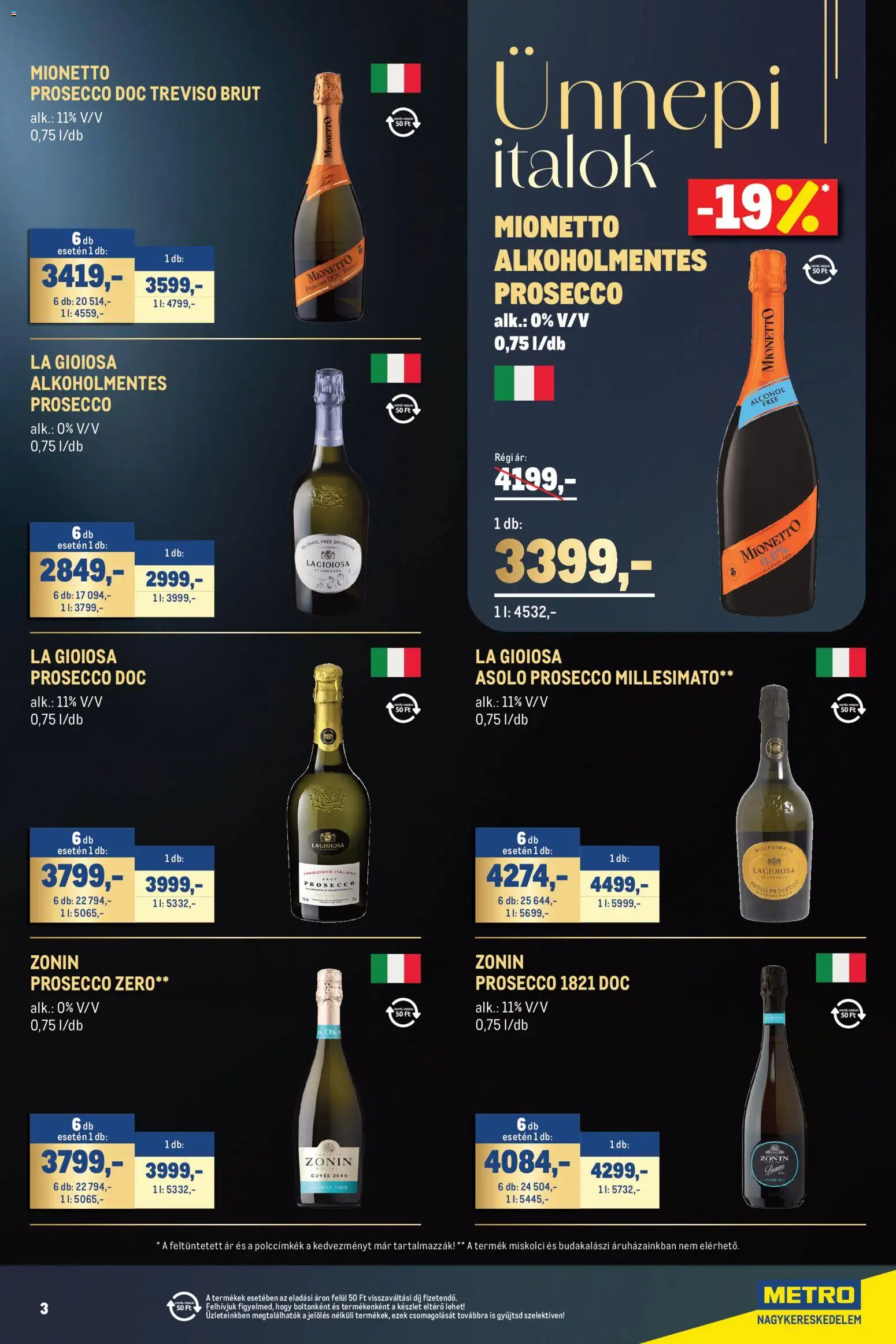 Metro akciós ujság - amely érvényes a következő dátumtól: 2026.11.02. | Oldal: 3 | Termékek: Mionetto Prosecco, Prosecco, Italok, Cuvée