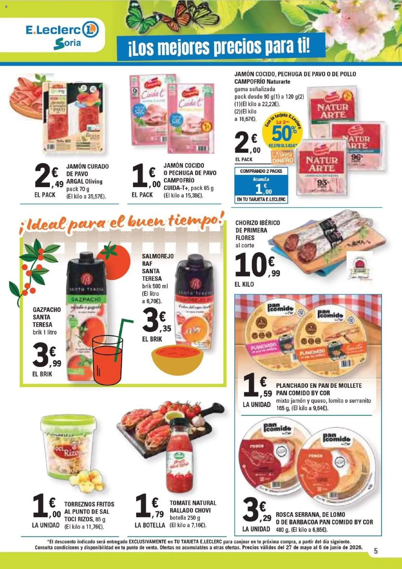 E.Leclerc - Soria │ válido desde el 27.05.2026 | Página: 5 | Productos: Pan, Jamón, Gazpacho, Barbacoa