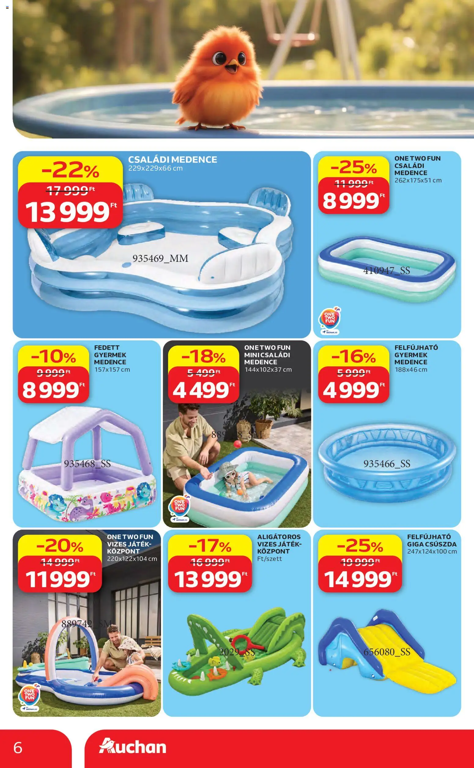 Auchan akciós ujság - amely érvényes a következő dátumtól: 11.06.2026 | Oldal: 6 | Termékek: Csúszda, Játék, Medence