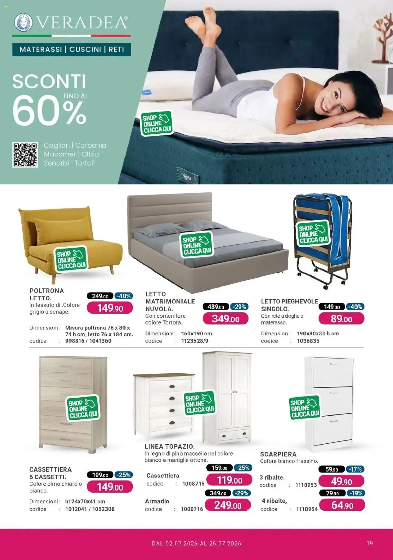 Volantino CFadda del 01/07/2026 | Pagina: 19 | Prodotti: Contenitore, Letto, Cassettiera, Poltrona