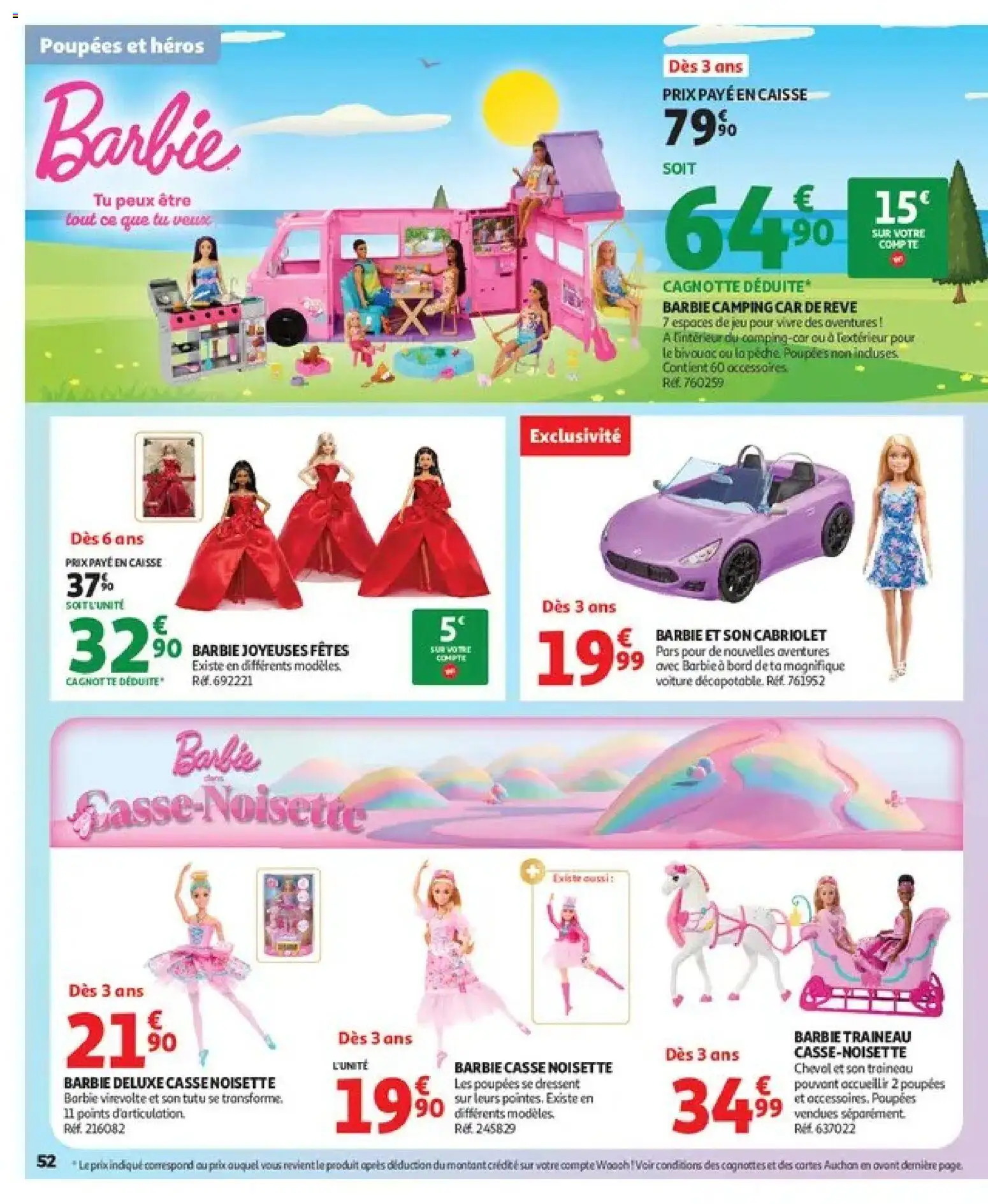 {H1} | Page: 52 | Produits: Noisette, Pêche, Camping, Barbie