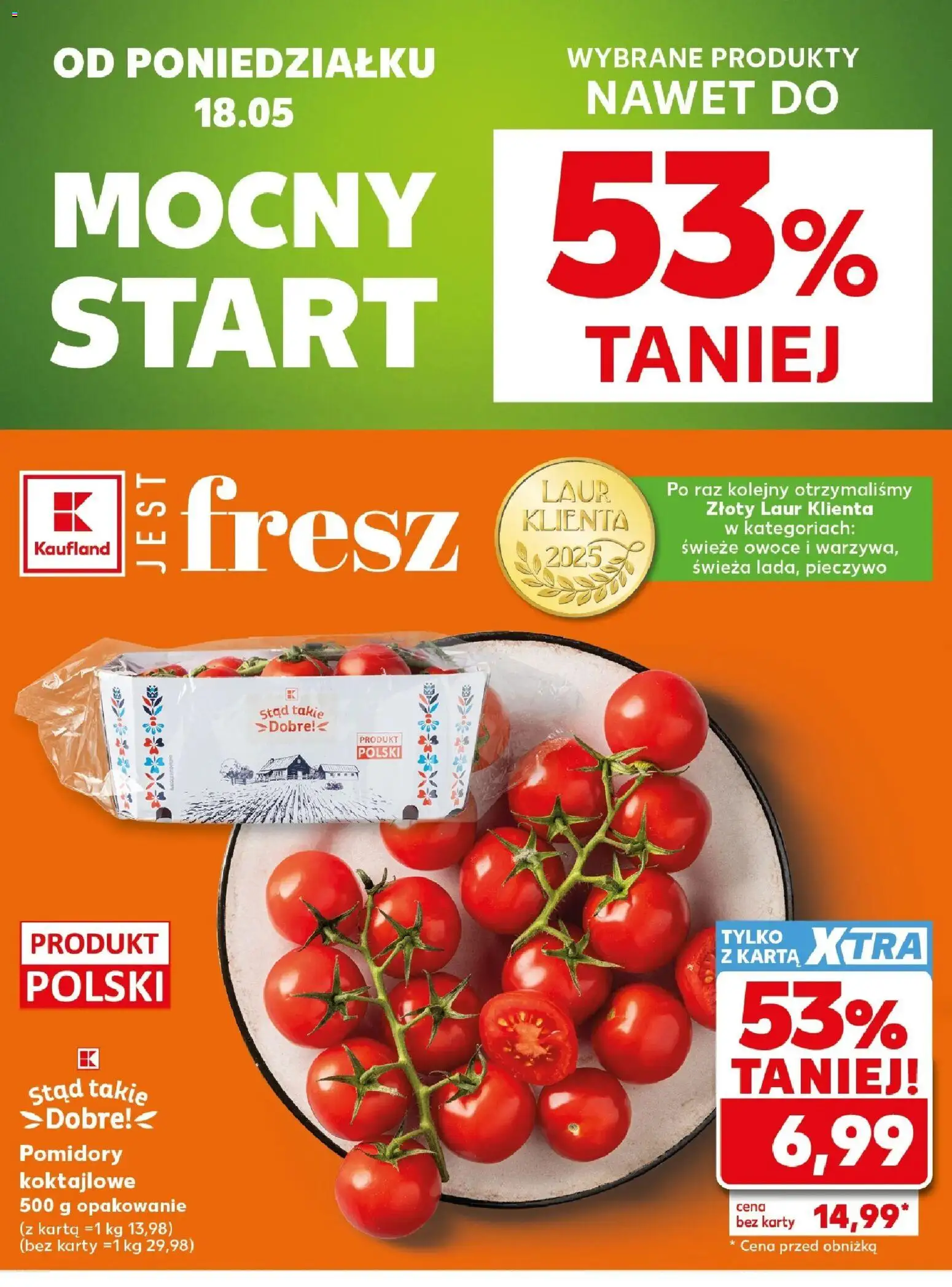 Kaufland gazetka - Mocny start od 18.05.2026 | Strona: 2 | Produkty: Pieczywo, Karta, Pomidory, Owoce