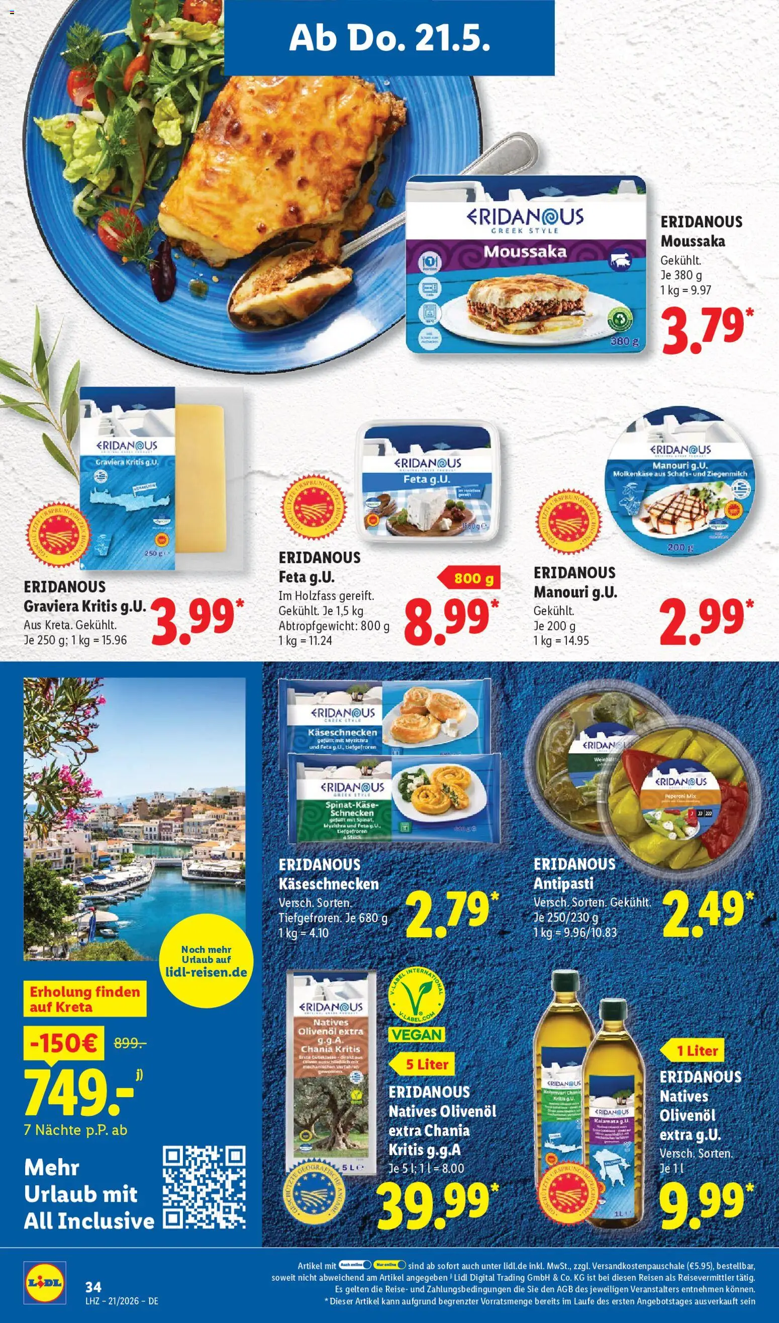 Lidl Německo leták od 18.05.2026 | Strana: 56 | Produkty: Vegan, Moussaka, Feta