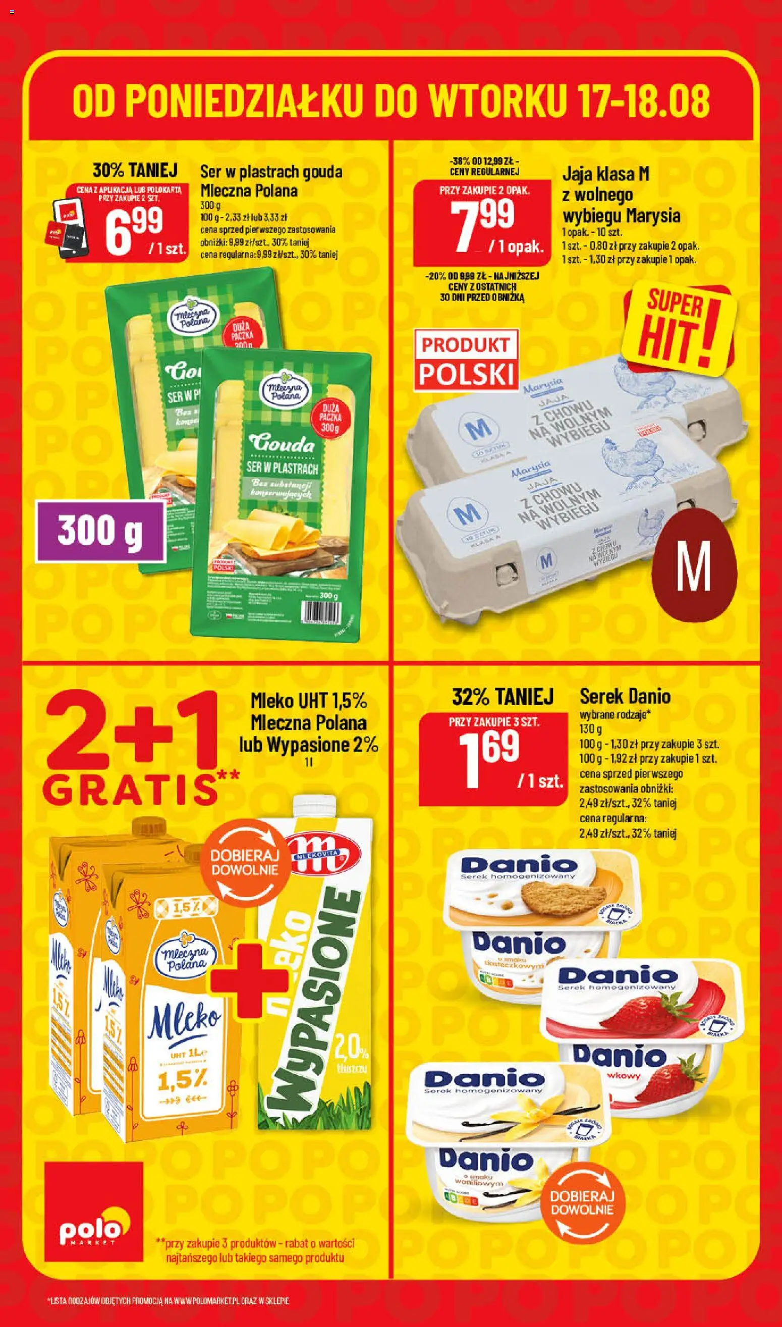 Nowa POLOmarket gazetka od jutra 17.08.2026 | Strona: 4 | Produkty: Serek homogenizowany, Mleko, Ser, Jaja