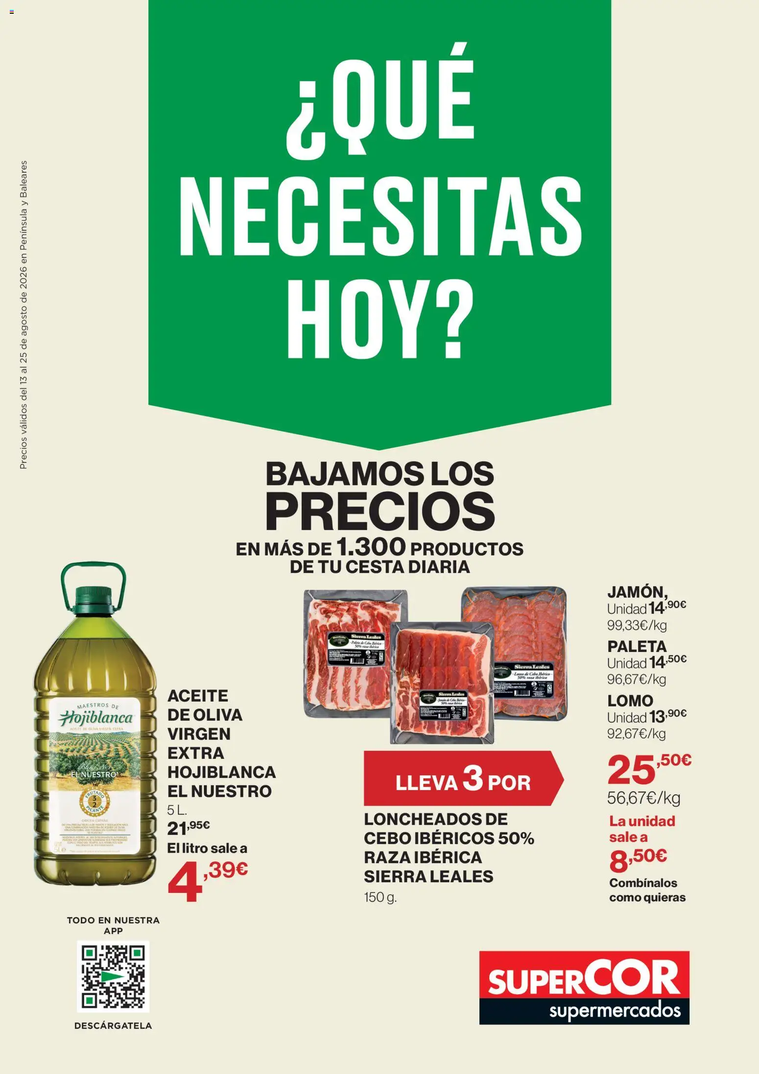 Supercor folleto │ válido desde el 13/08/2026 | Página: 1 | Productos: Aceite, Lomo, Té, Cesta