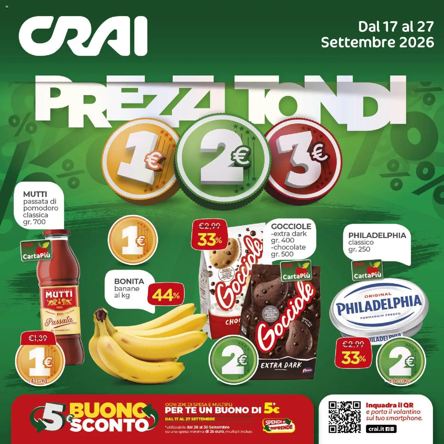 Volantino CRAI del 17/09/2026 | Pagina: 1 | Prodotti: Pomodoro, Formaggio, Passata di pomodoro, Mutti